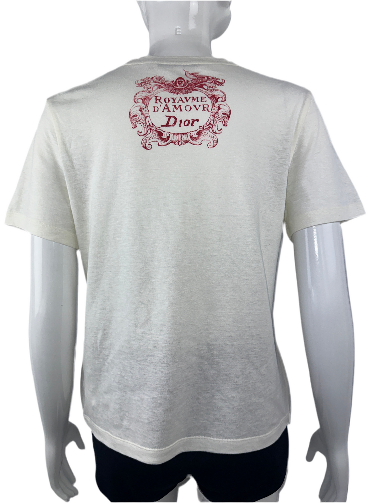 Dior white T-shirt with red design and "Royaume d'amour" inscription - size 36