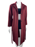 Hugo Boss long burgundy coat with waist belt - size 34