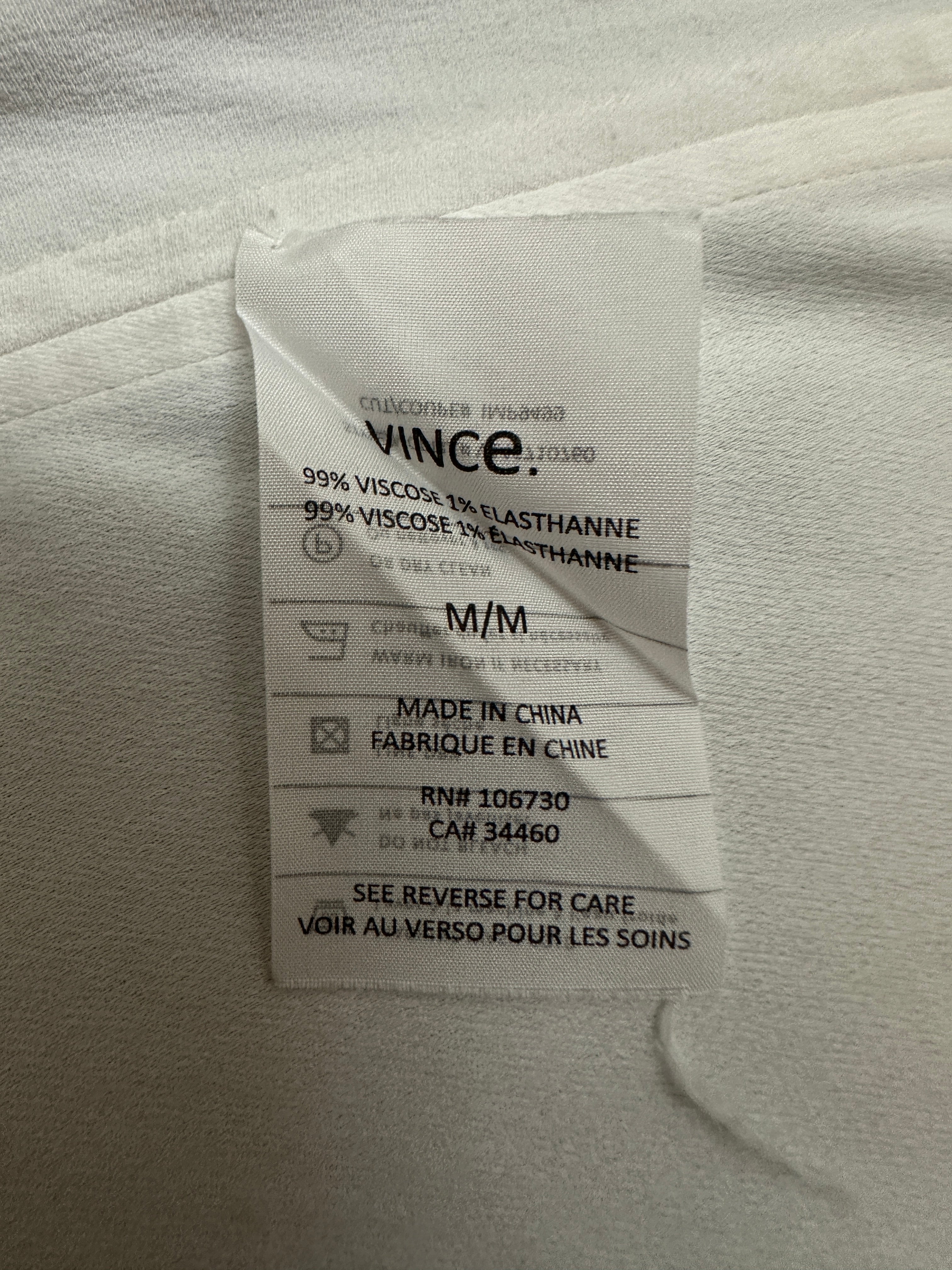 Vince white minimal short sleeve top - size M