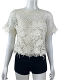 Dior white crochet top with lining - size 36