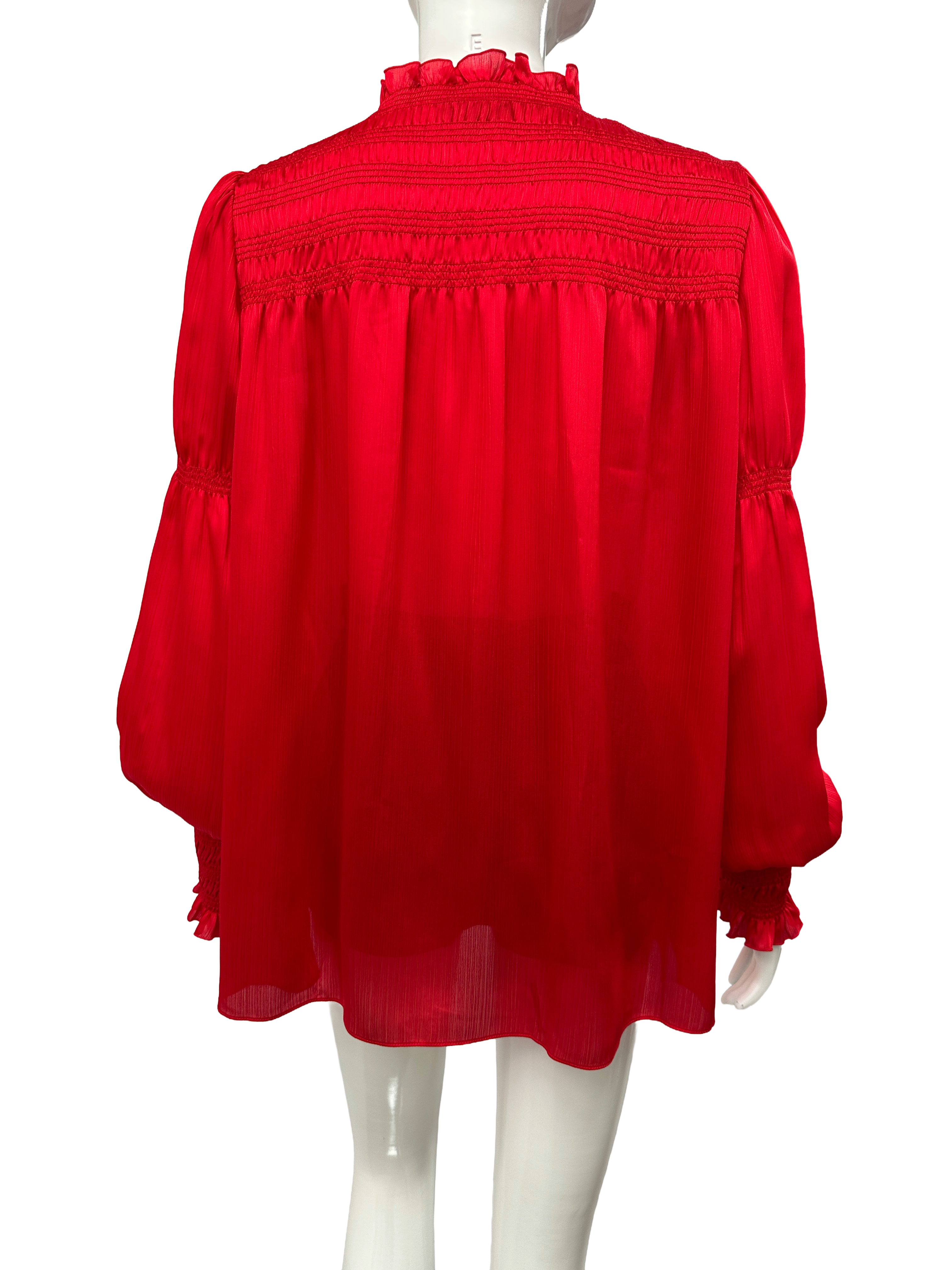 ME+EM red smocked high neck blouse - size 40