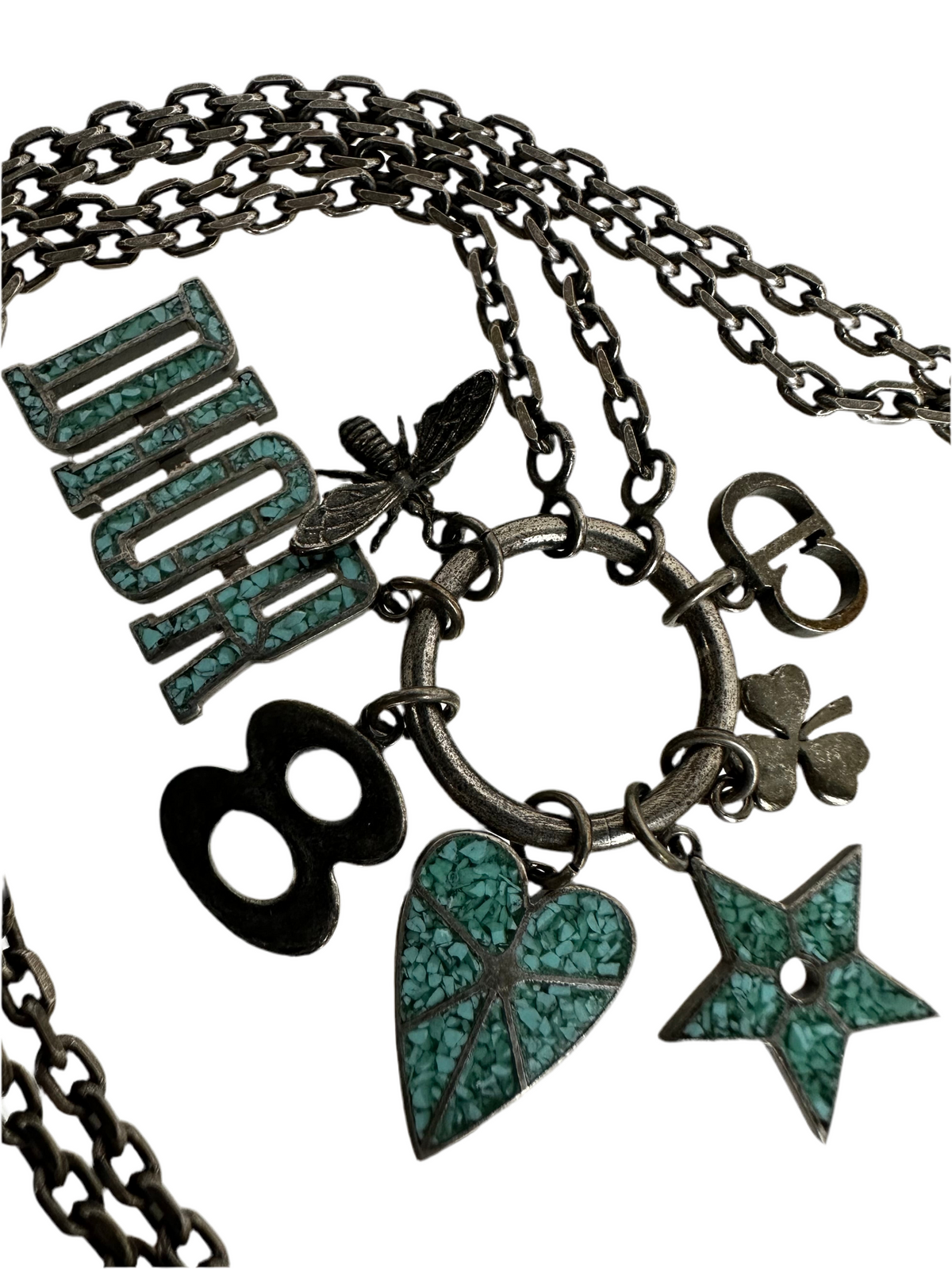 Dior metalic necklace with multi charms