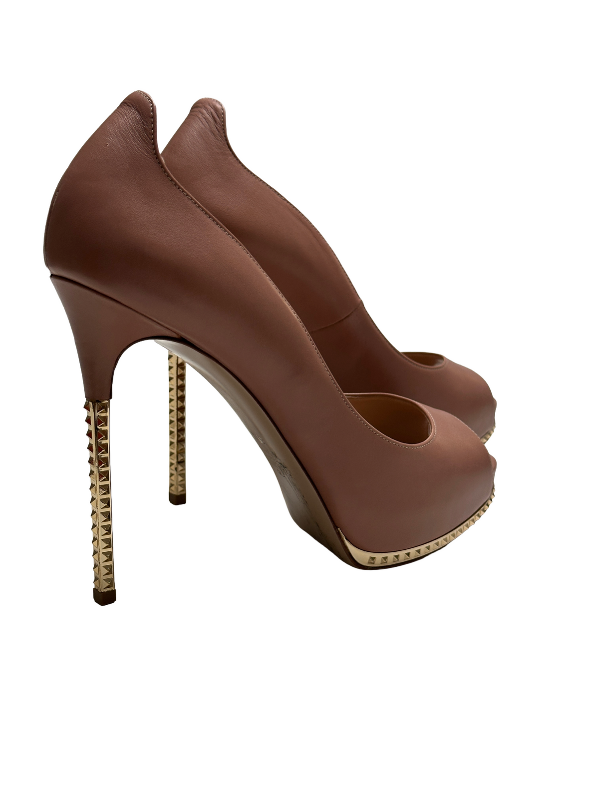 Valentino nude heels with gold spikes - size 39.5