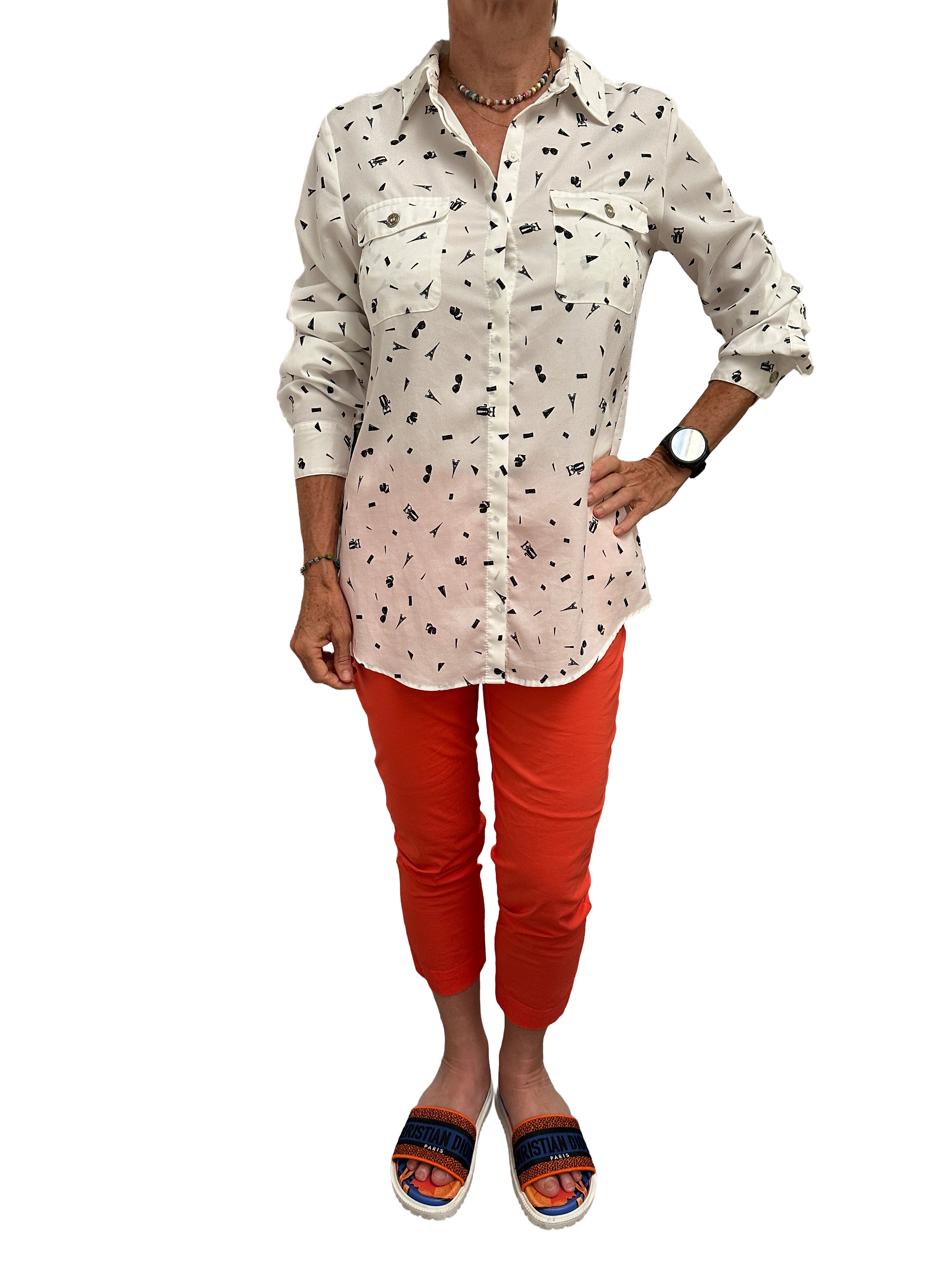 Karl Lagerfeld white and black Paris pattern shirt - size 36
