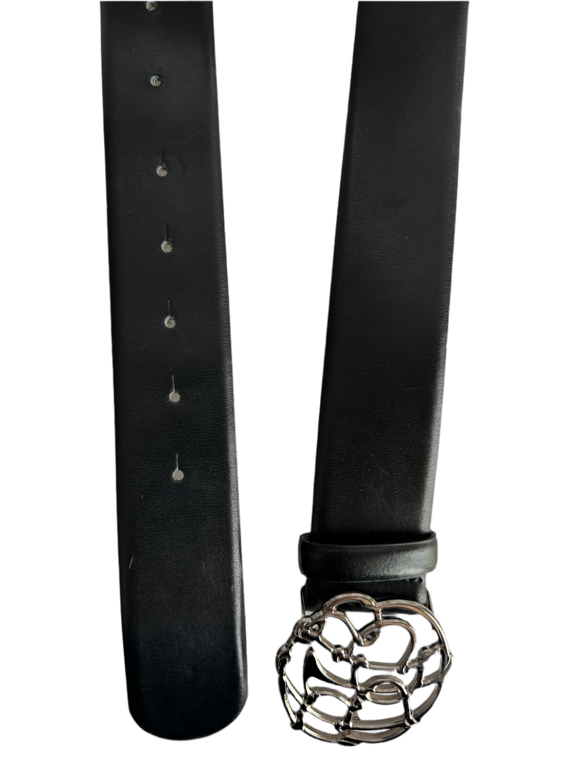 Hugo Boss leather belt with silver belt buckle