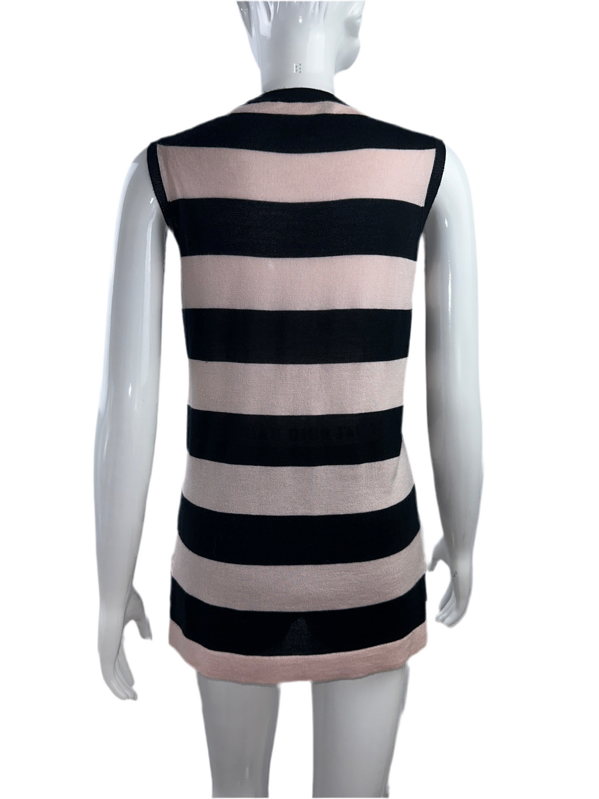 Dior pink and black striped sleeveless top - size 40