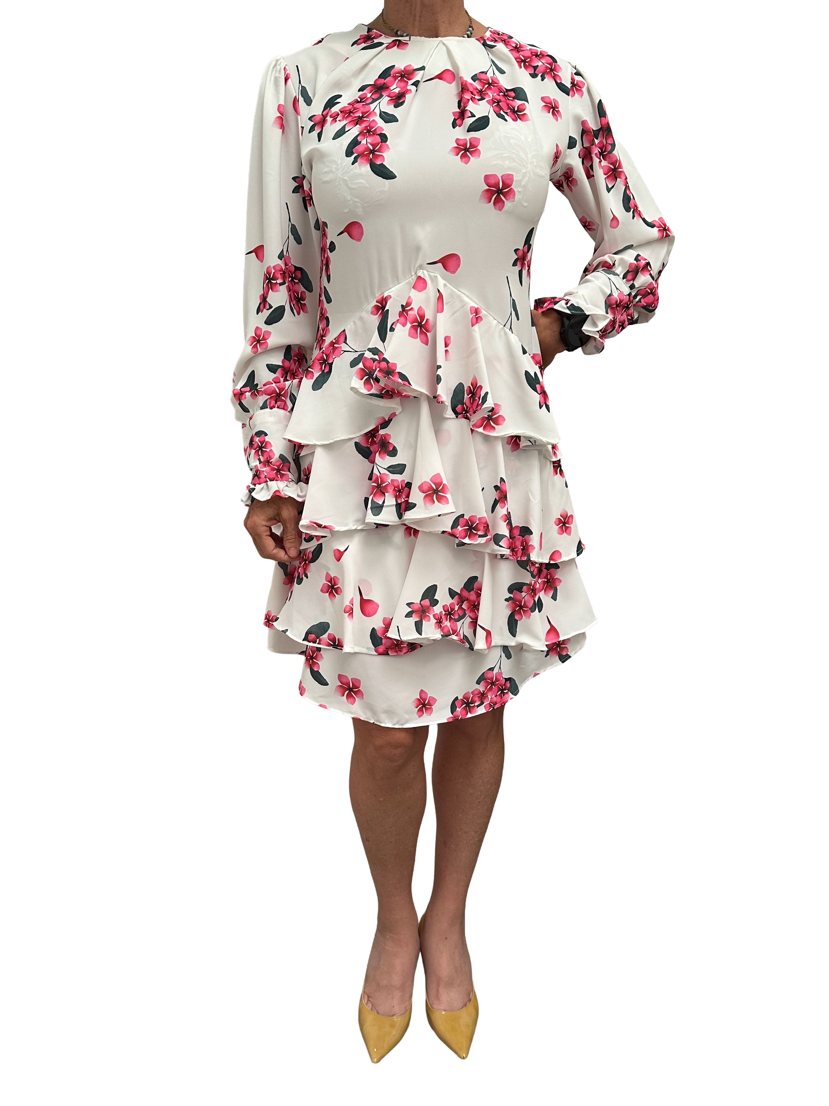 Ricci white dress floral pattern - size 38