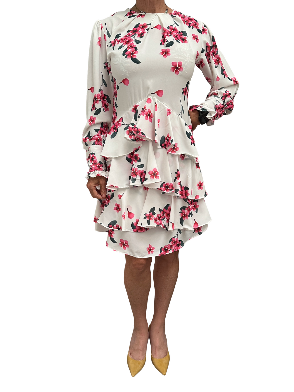 Ricci white dress floral pattern - size 38