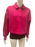 Alo Yoga Henkey polo cropped sweatshirt magenta - size 34