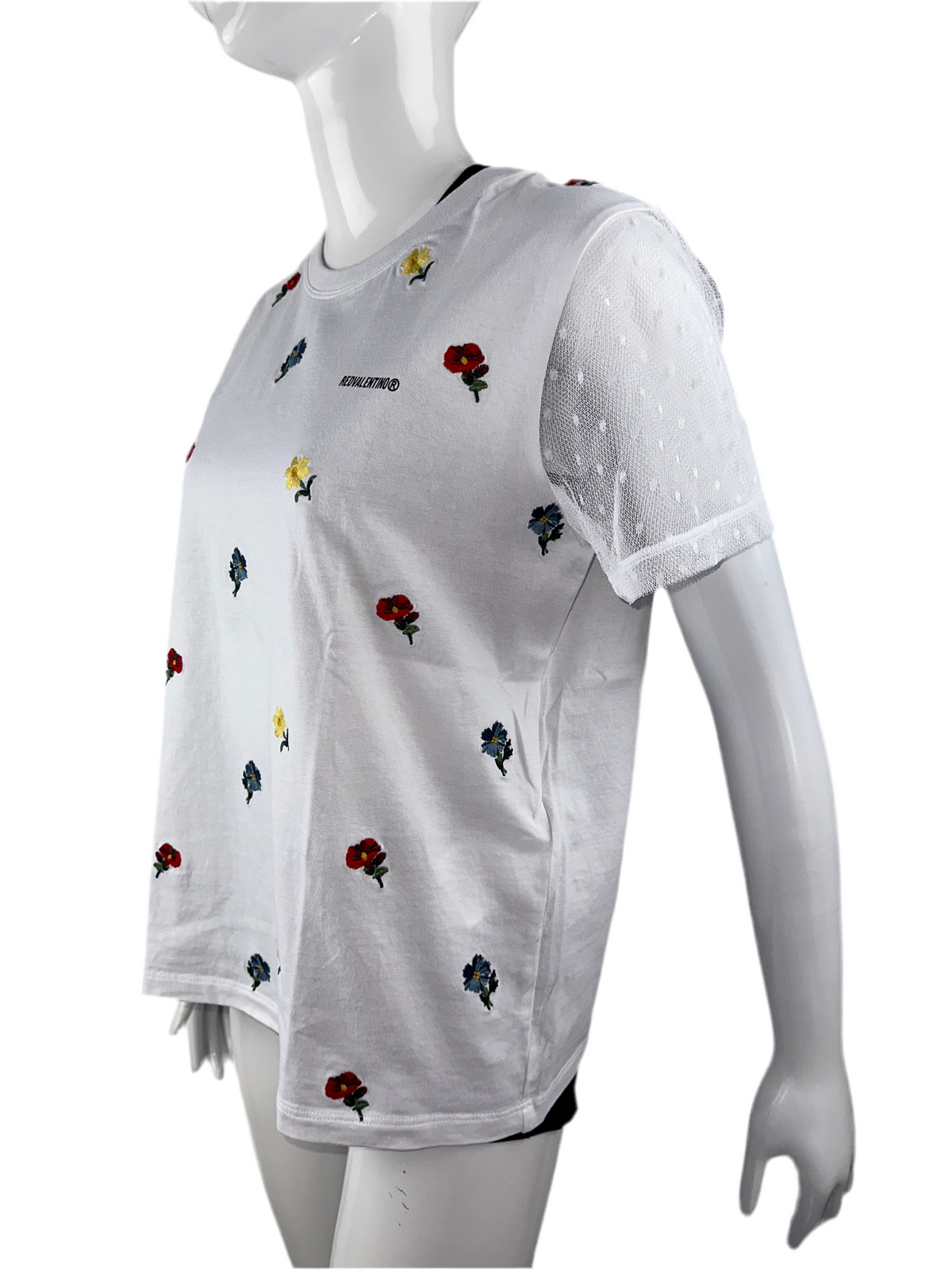 Red Valentino floral embroidered cotton T-shirt white - size L