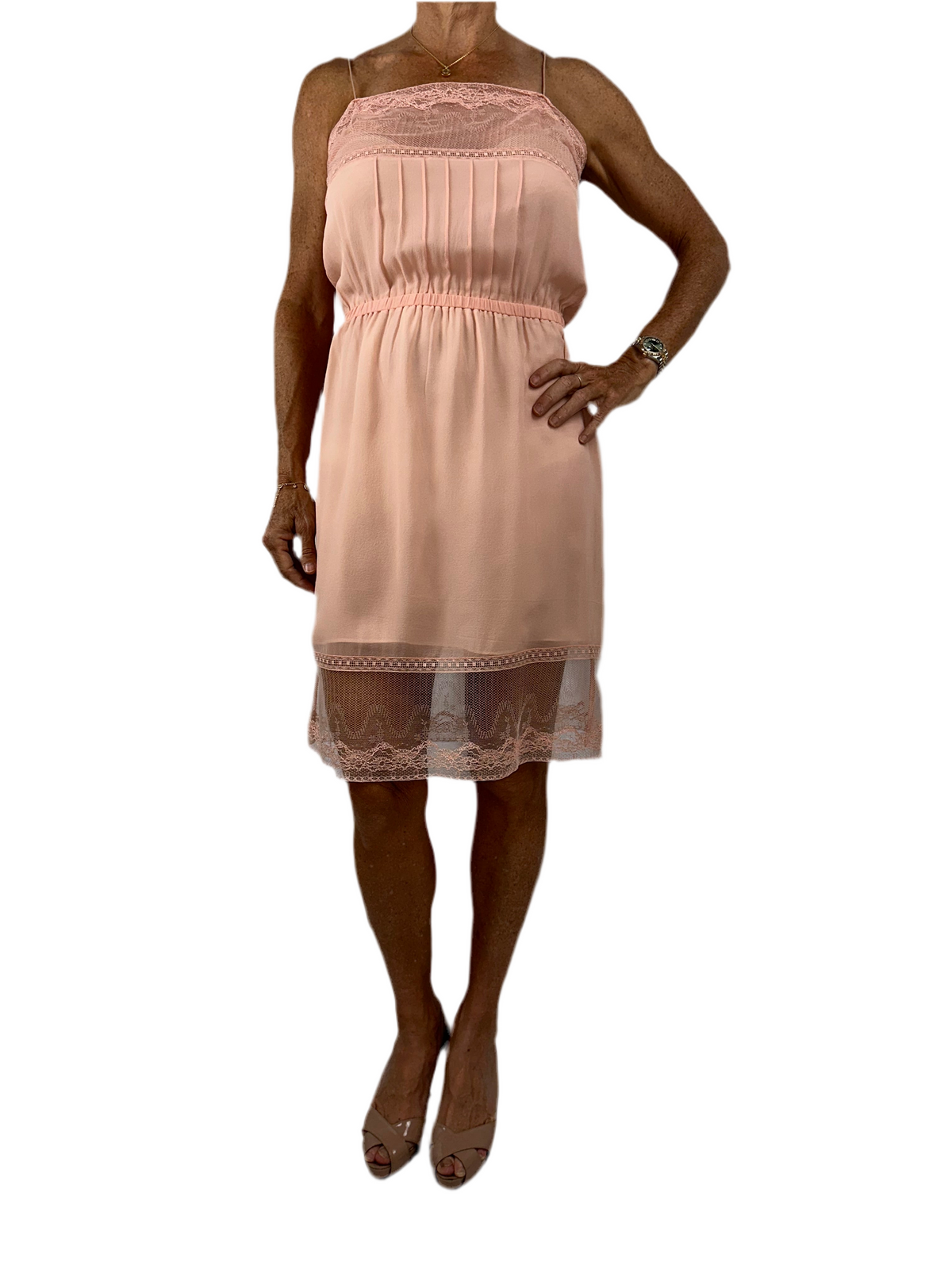 Chanel Pink 100% silk dress - size 42 resized to fit 34FR