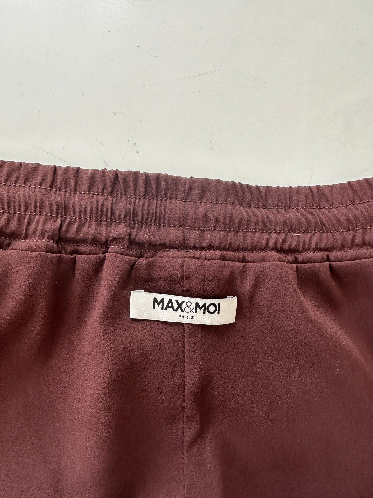 Max & Moi brown leather skirt with elastic waistband and laces - size 38