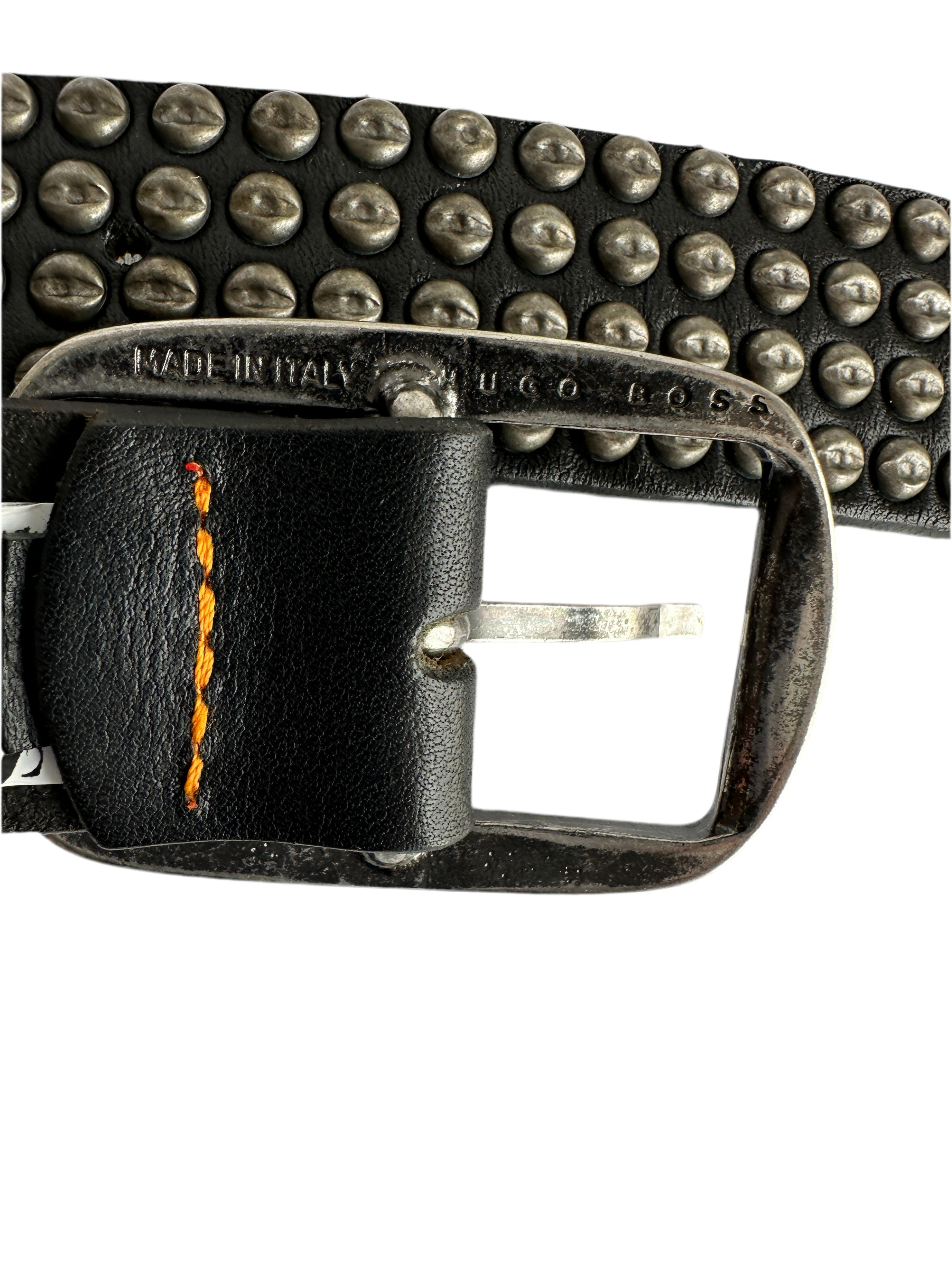 Boss Orange leather studded belt with circular rivet