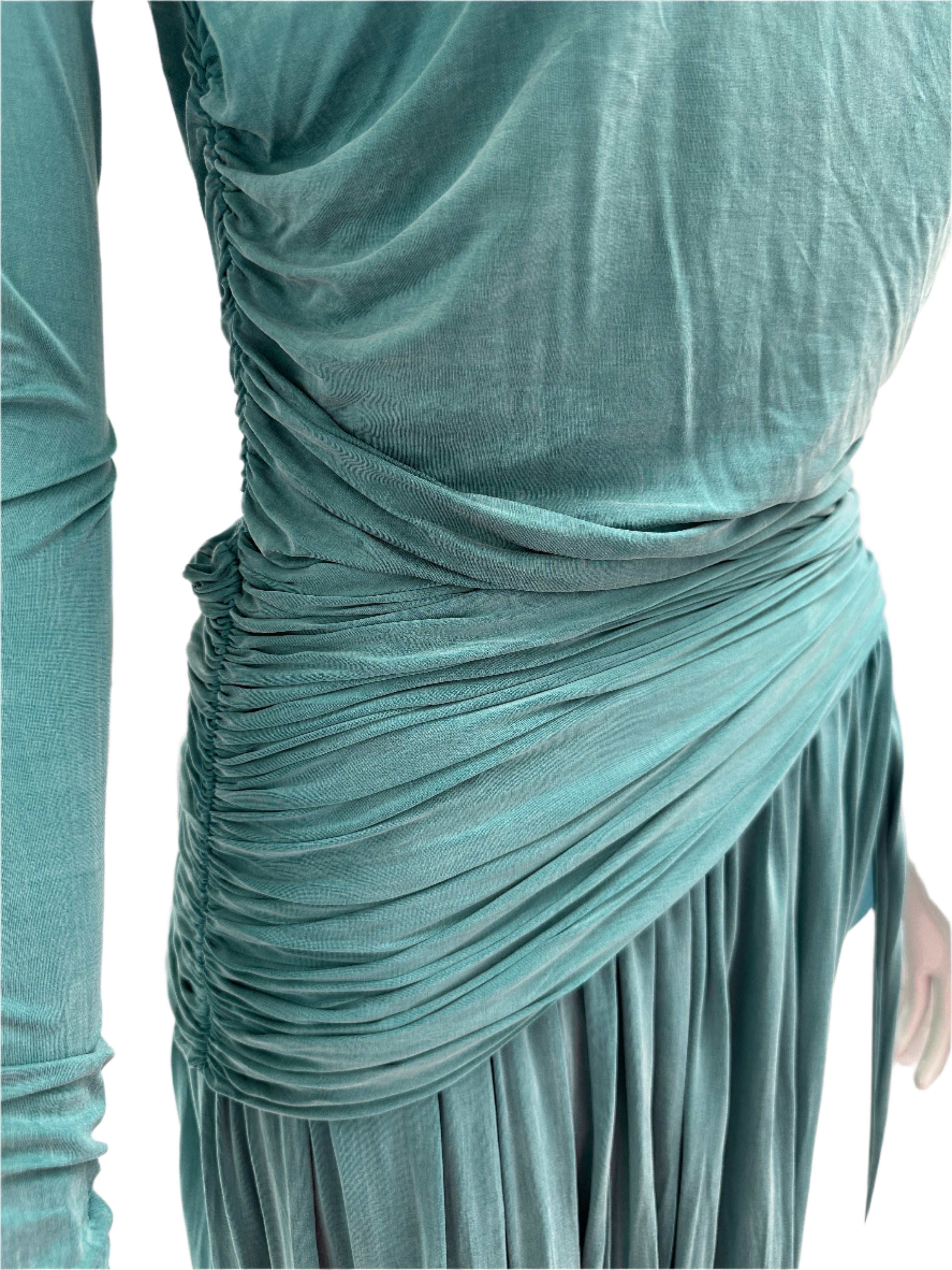 Elisabetta Franchi one shoulder red carpet dress green - size 40IT
