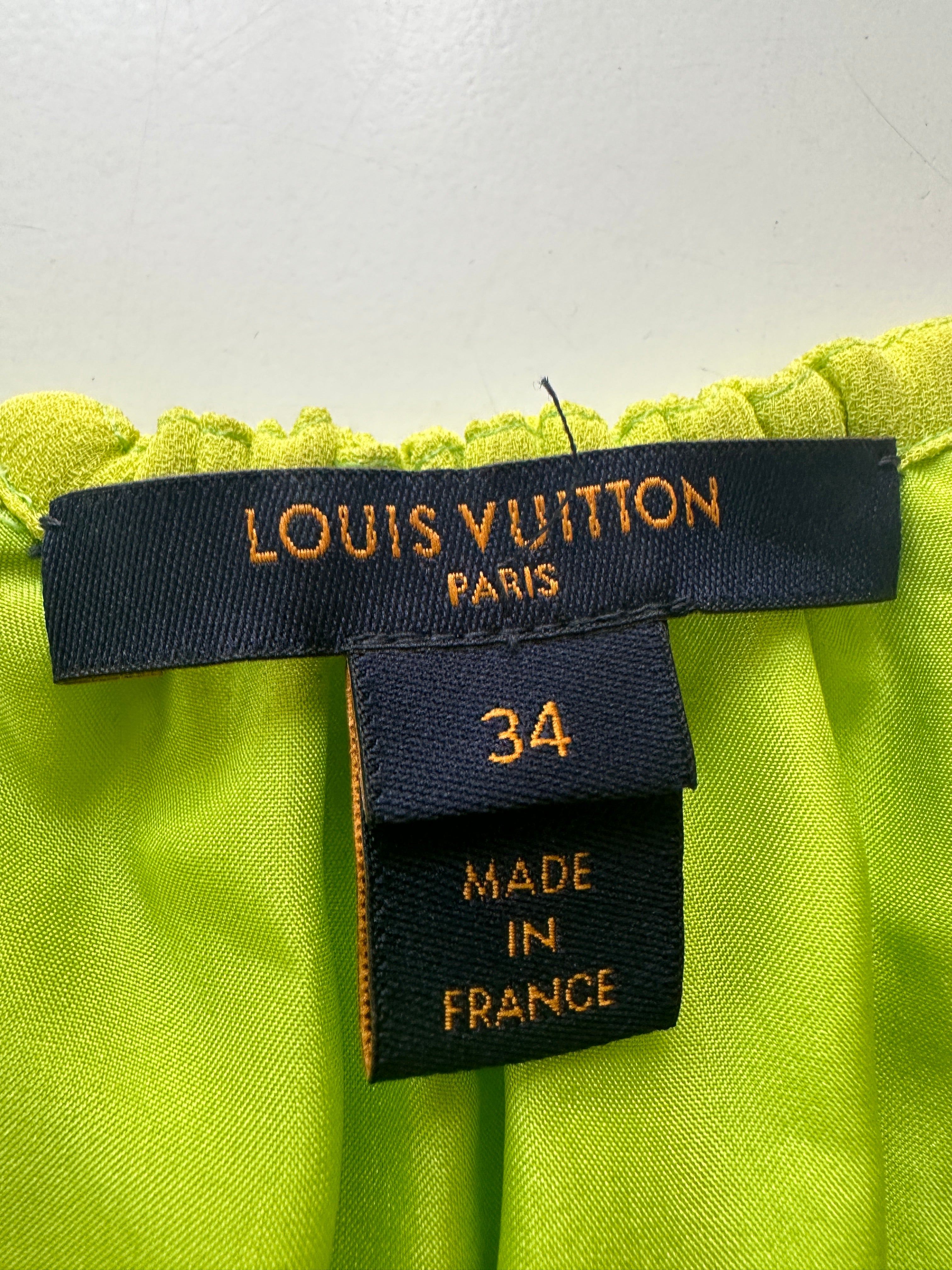 Louis Vuitton green cocktail dress with bare shoulder - size 34