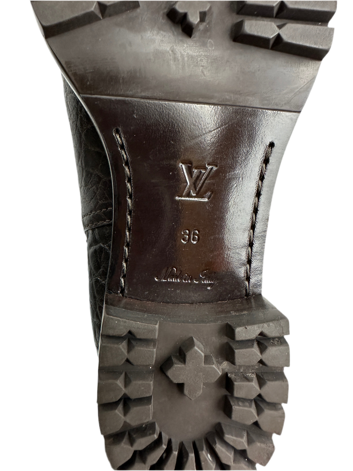 Louis Vuitton biker boots grained leather - size 36