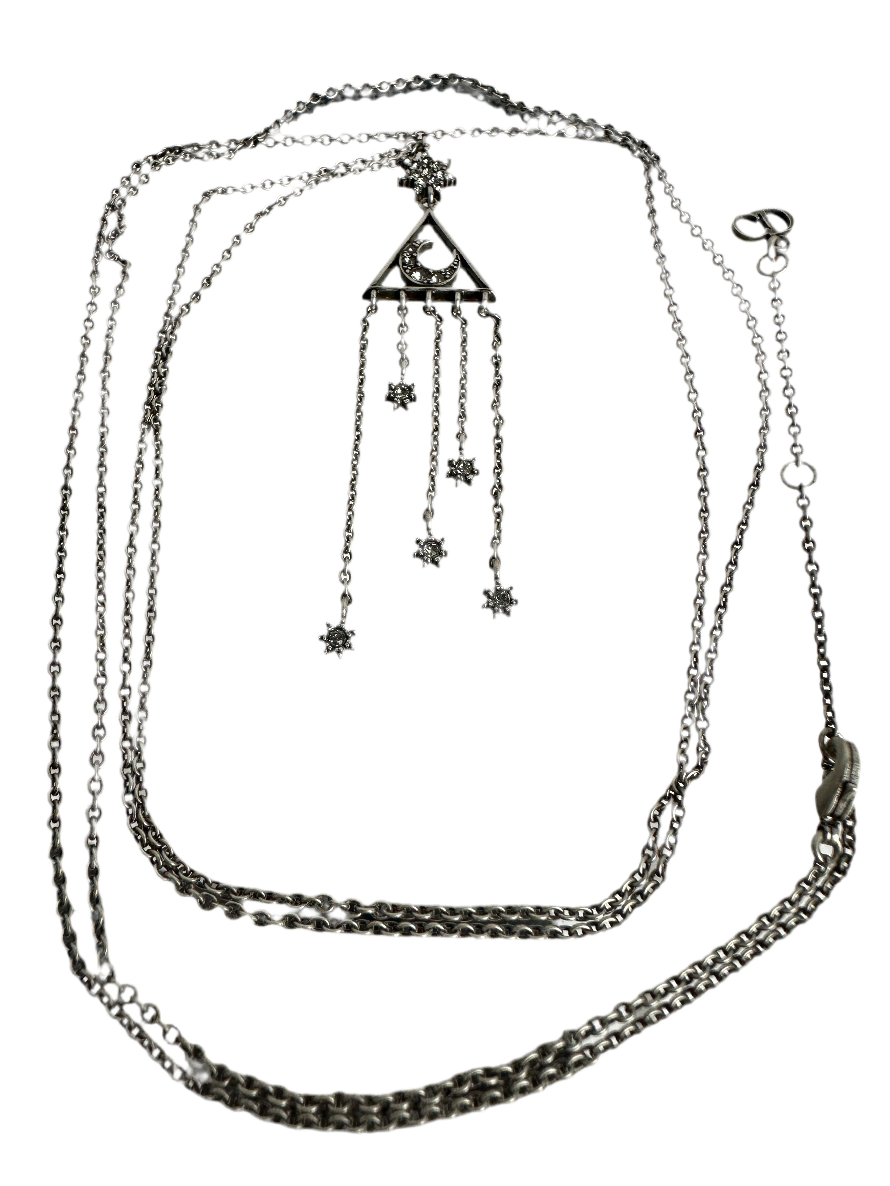 Dior silver necklace with moon and star
