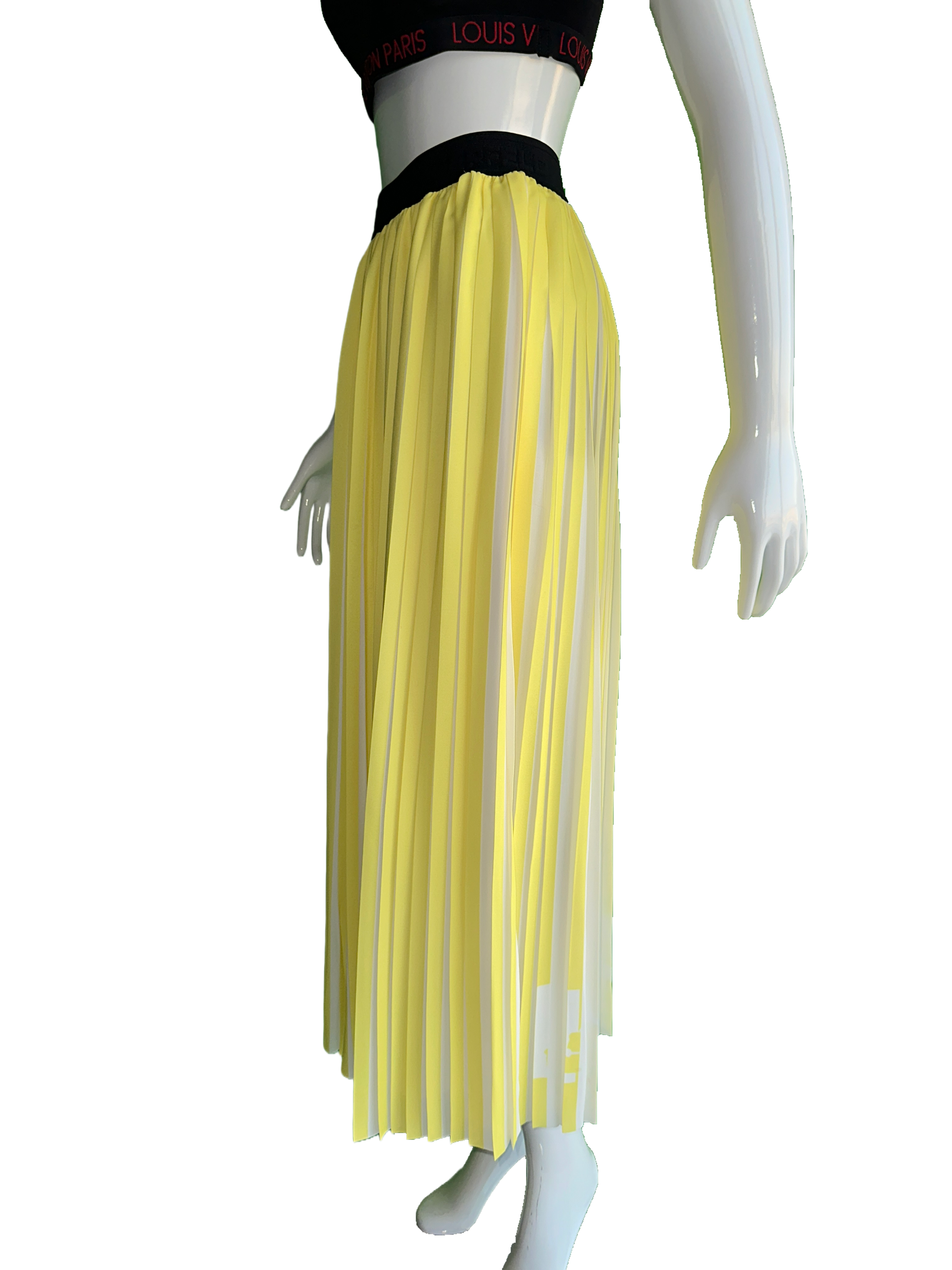Karl Lagerfeld long yellow and white pleated skirt - size 36