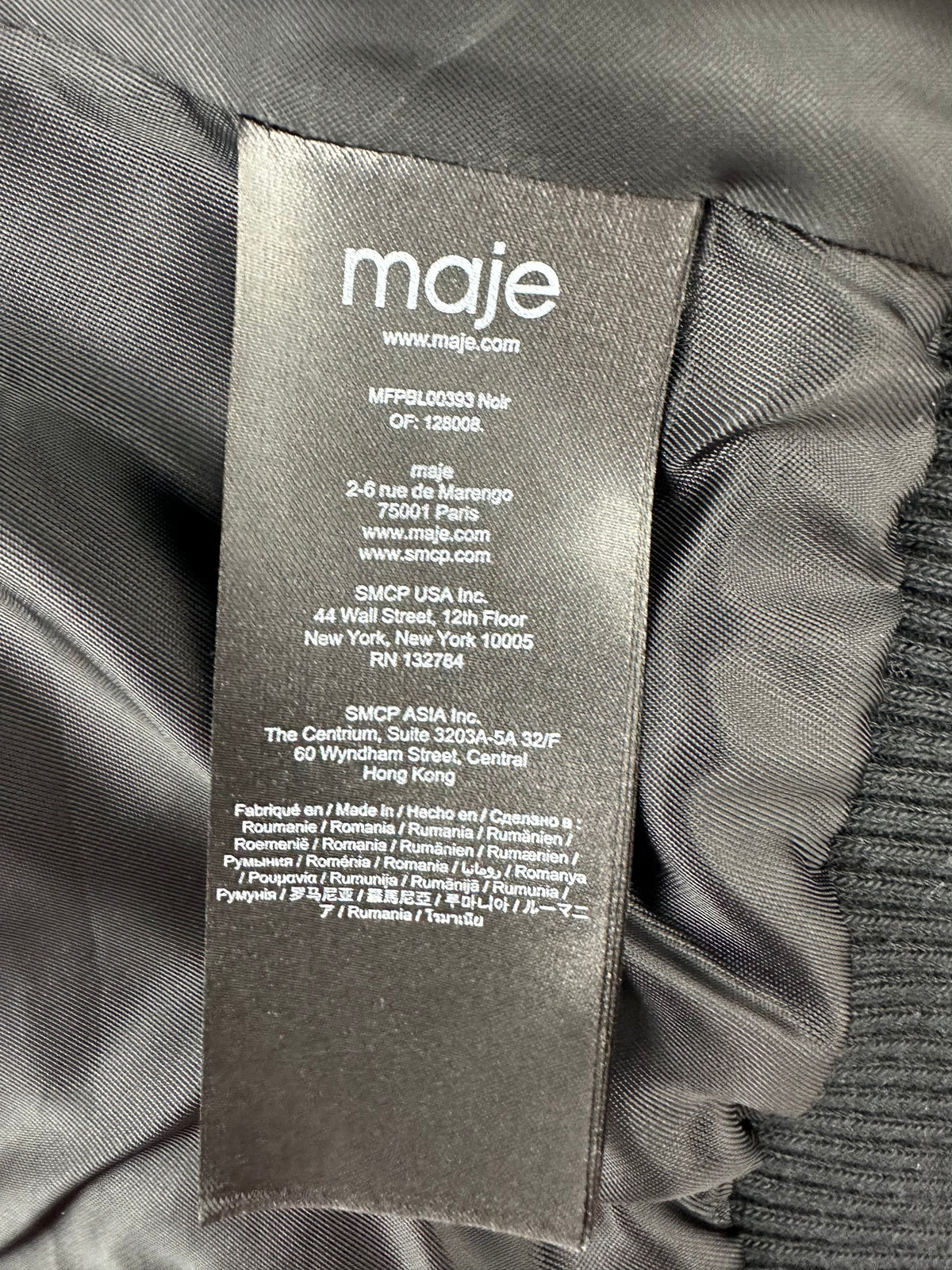 Maje black bomber with metallic fibres - size 38