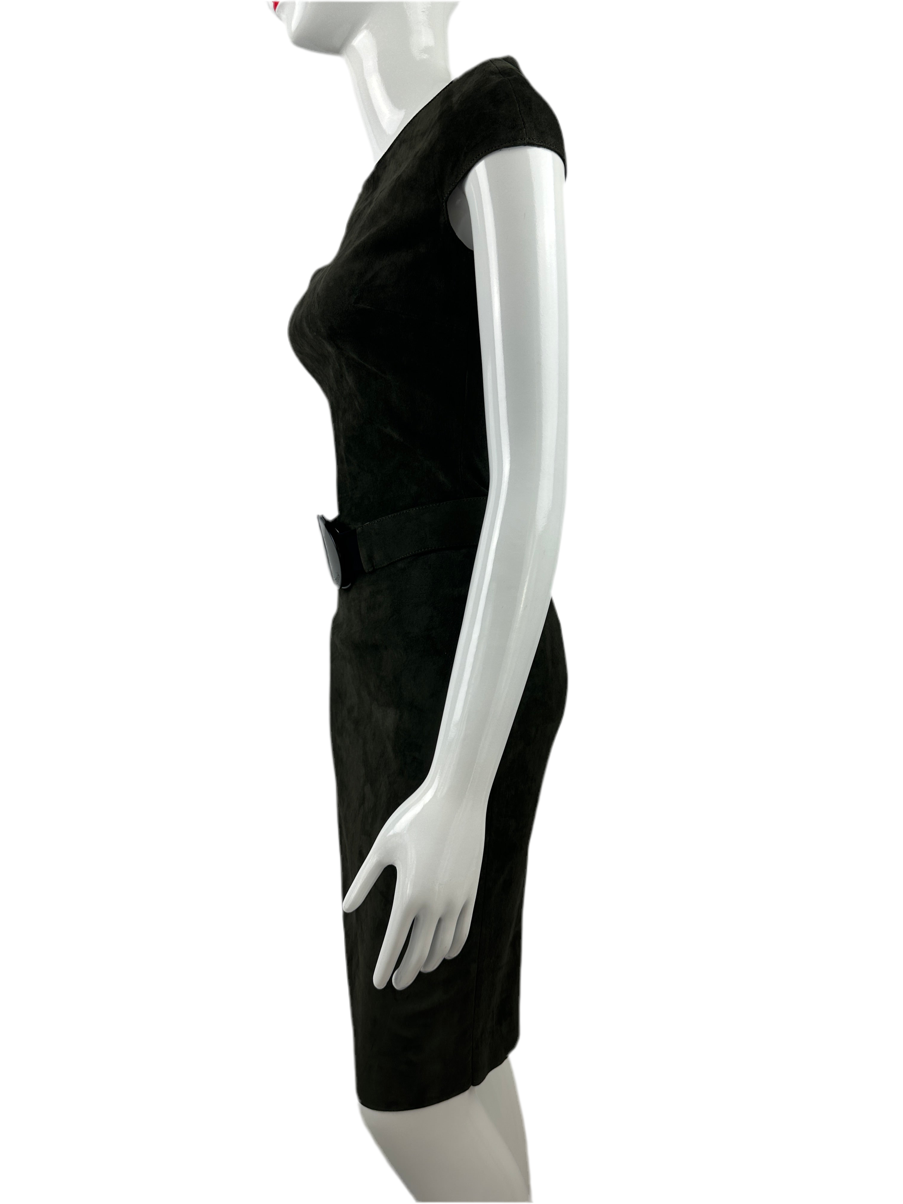 Jitrois khaki lambskin knee-length dress - size 36