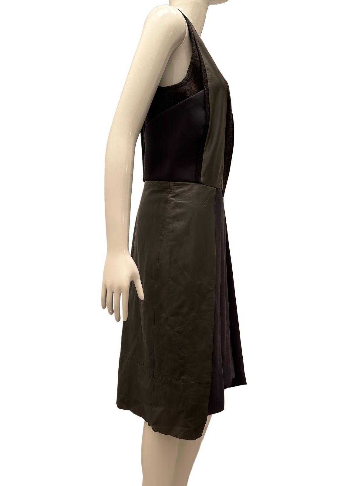 SportMax grey dress with leather details - size 40