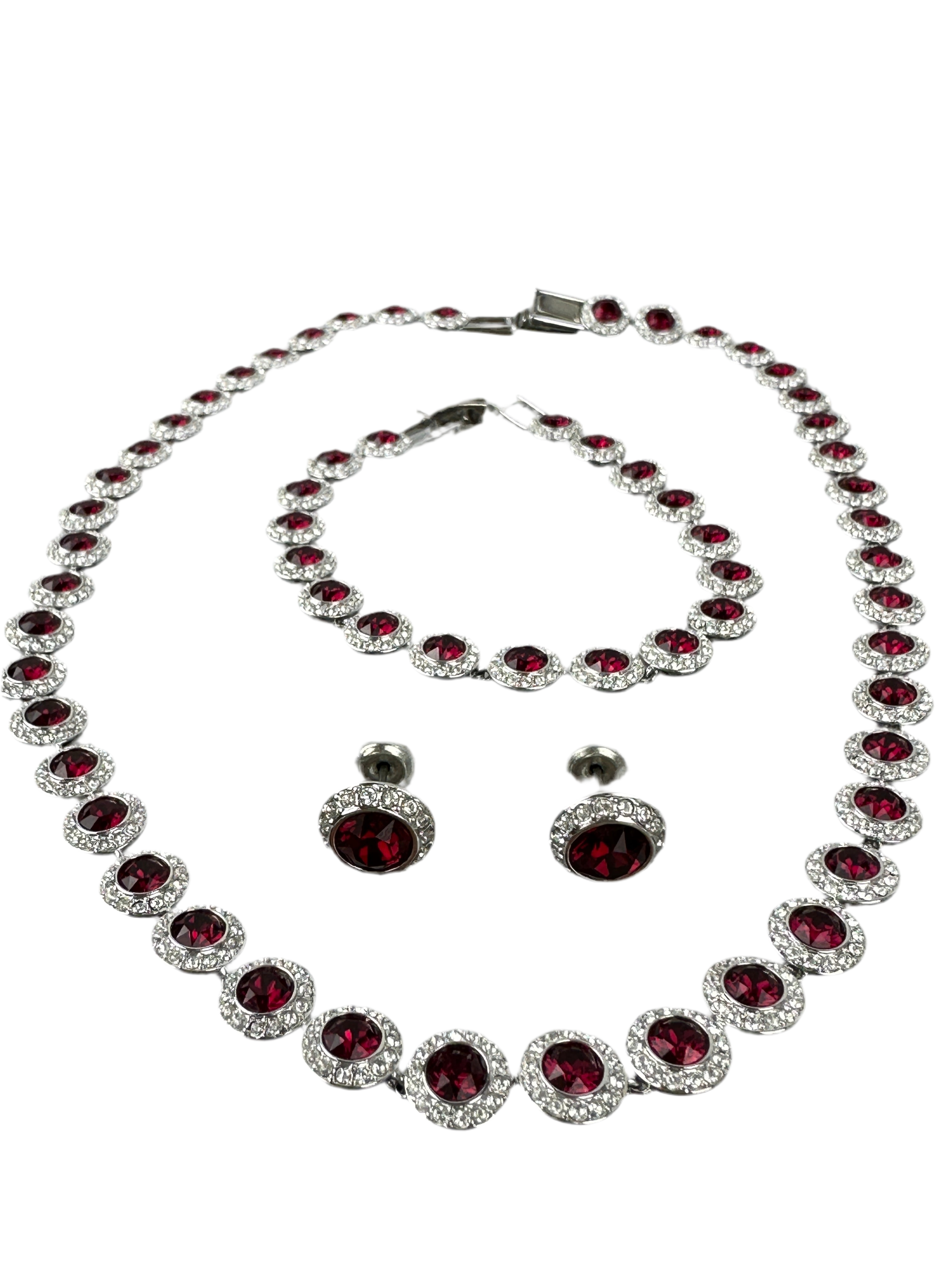 Swarovski angelic all around set, red, rhodium plated