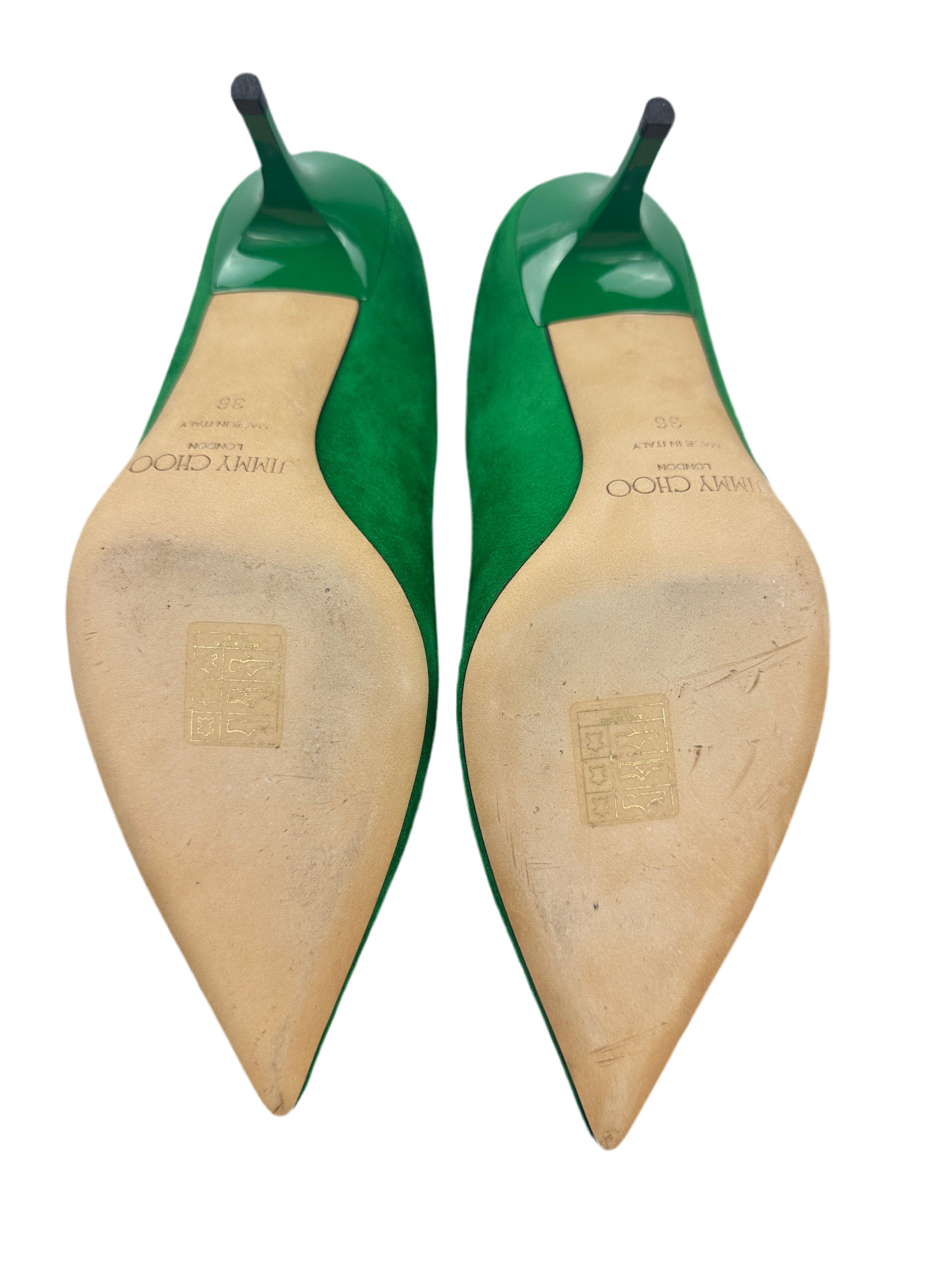 Jimmy Choo Aurora pumps in green patente suede - size 36