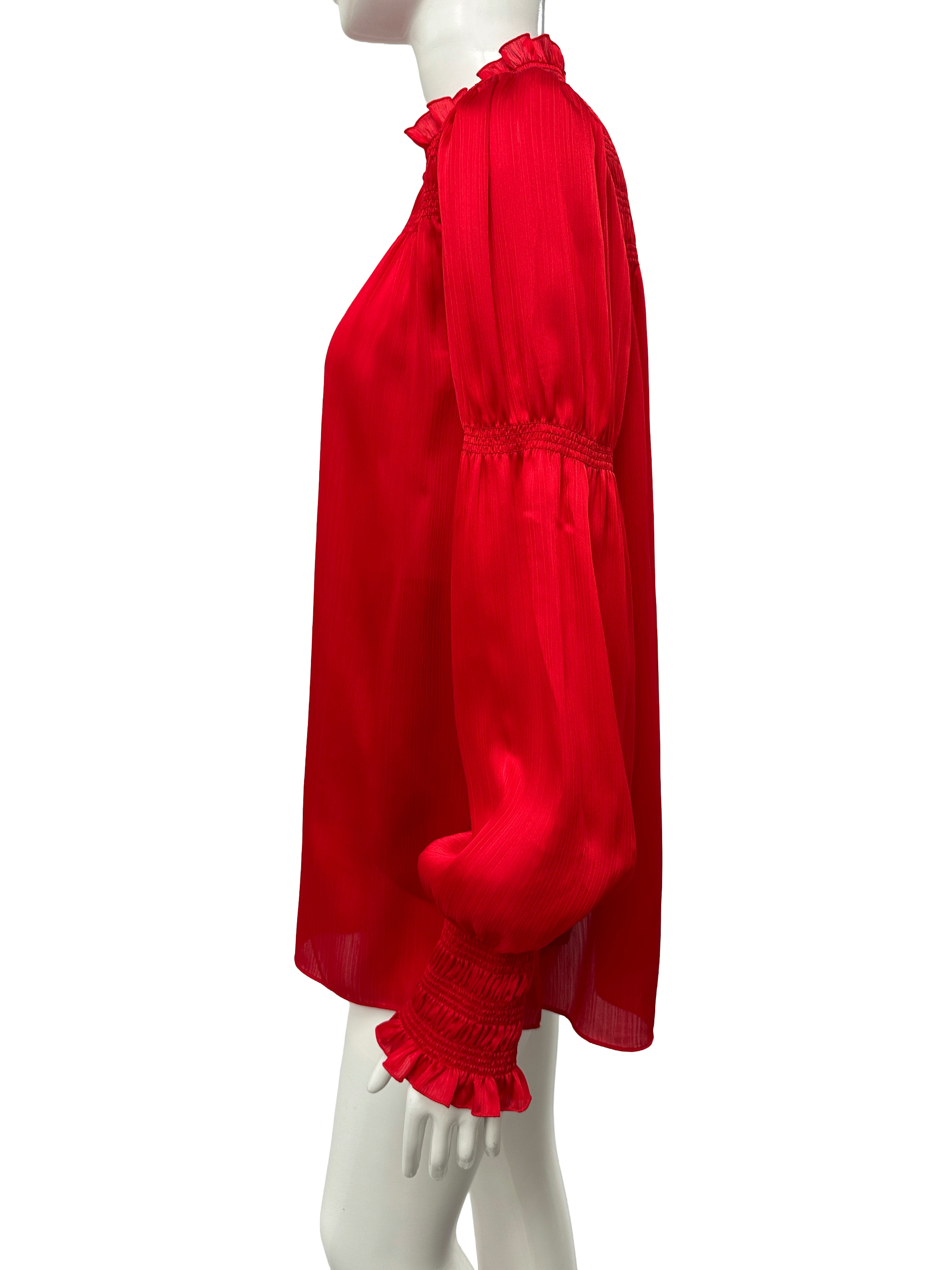 ME+EM red smocked high neck blouse - size 40