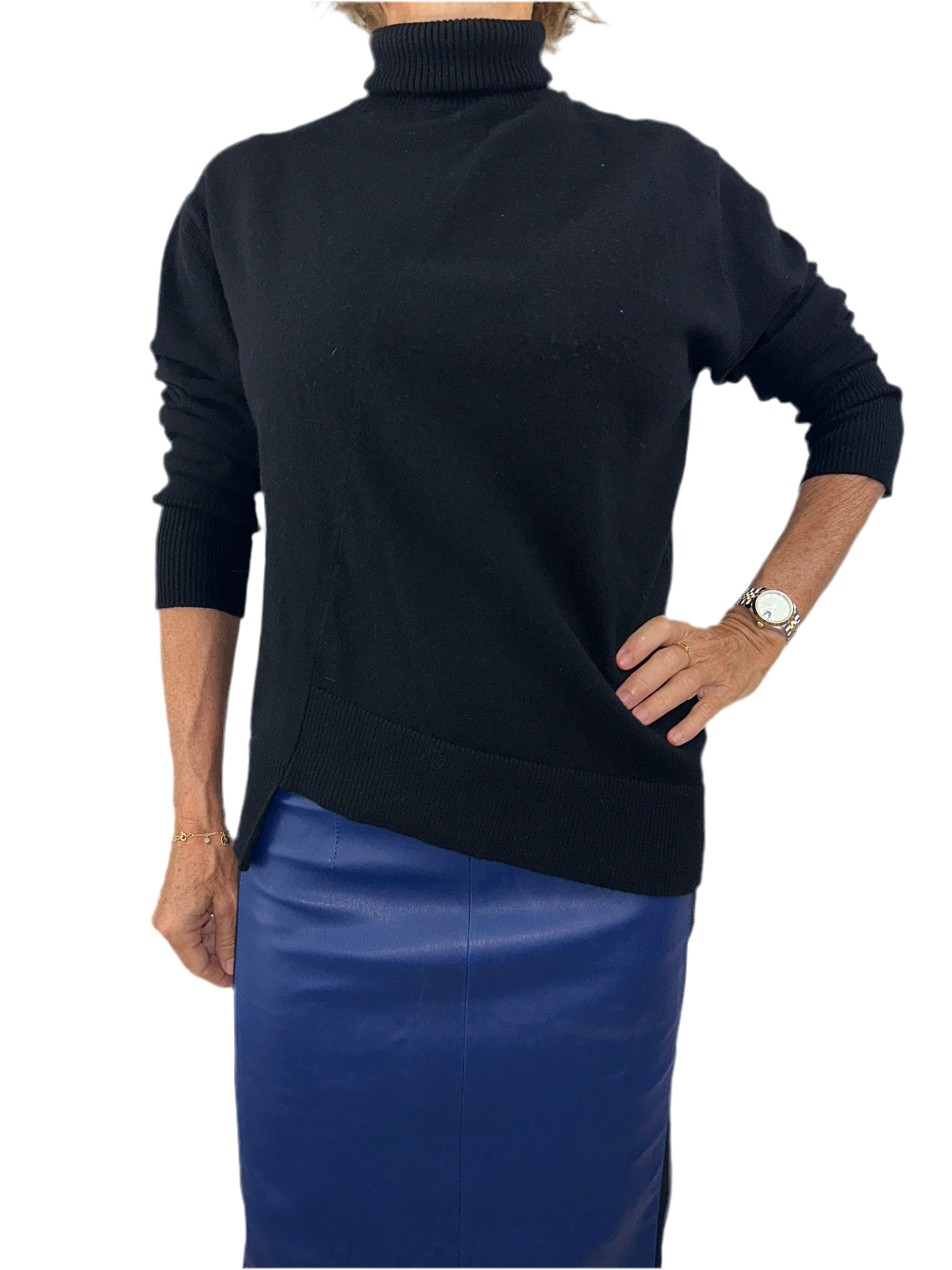 Louis Vuitton asymmetrical black turtleneck sweater - size 34