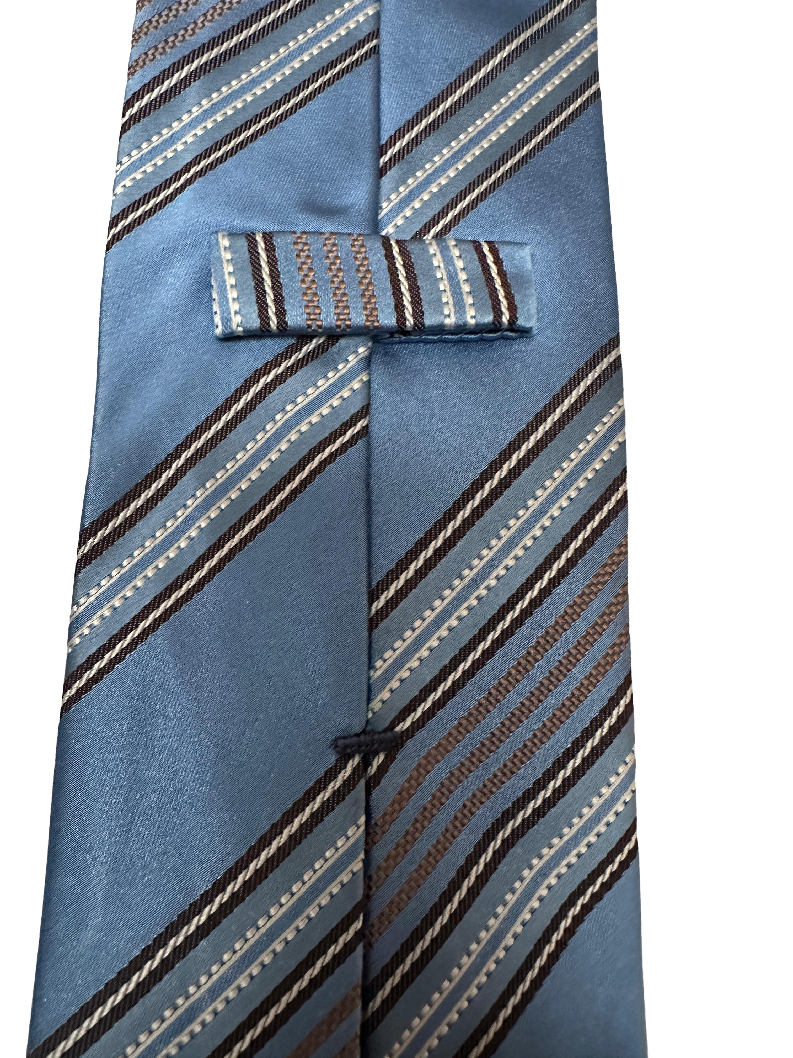 Ermenegildo Zegna silk tie (light blue & brown stripes)