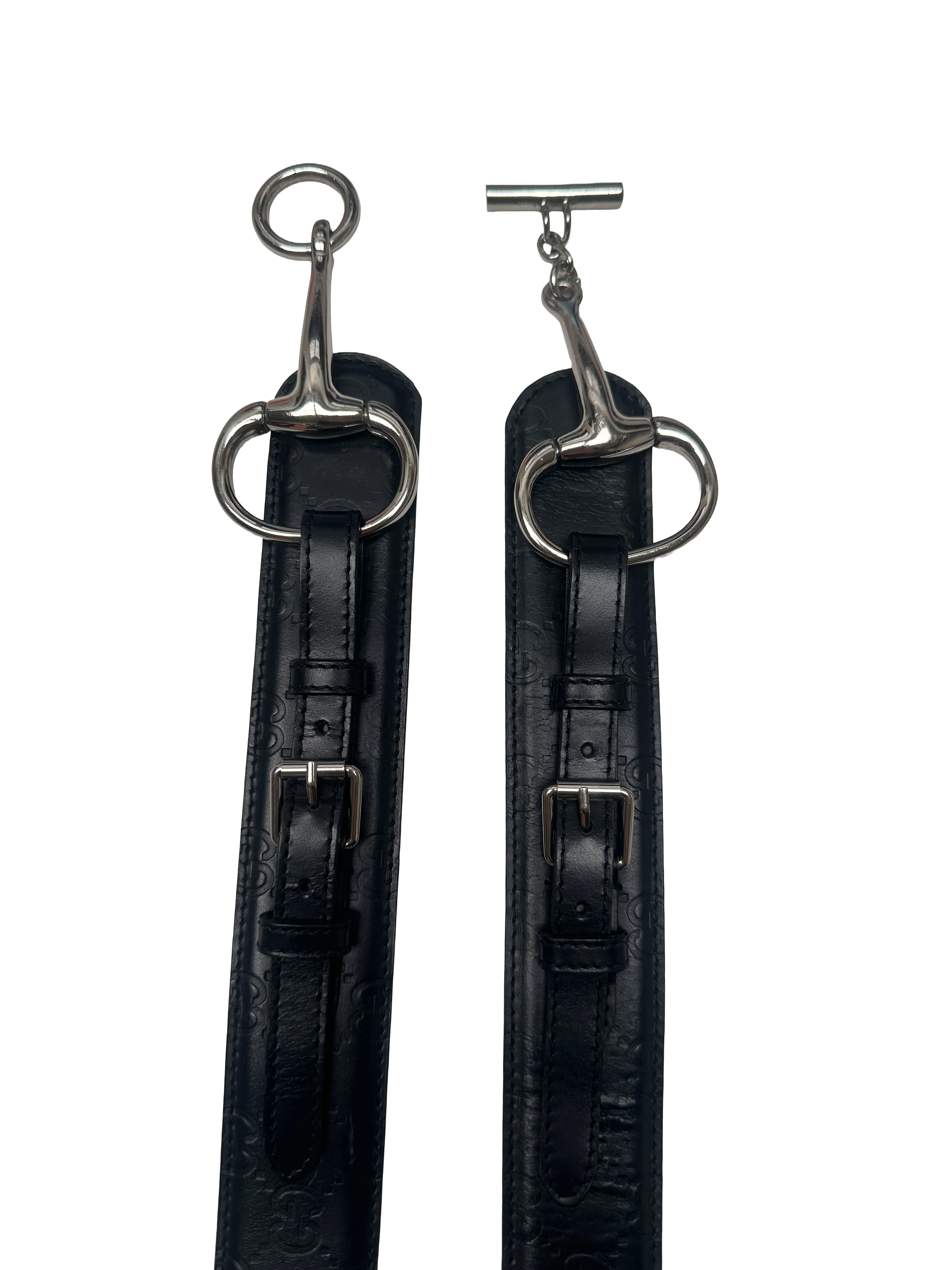 Gucci black embossed leather belt - size 95