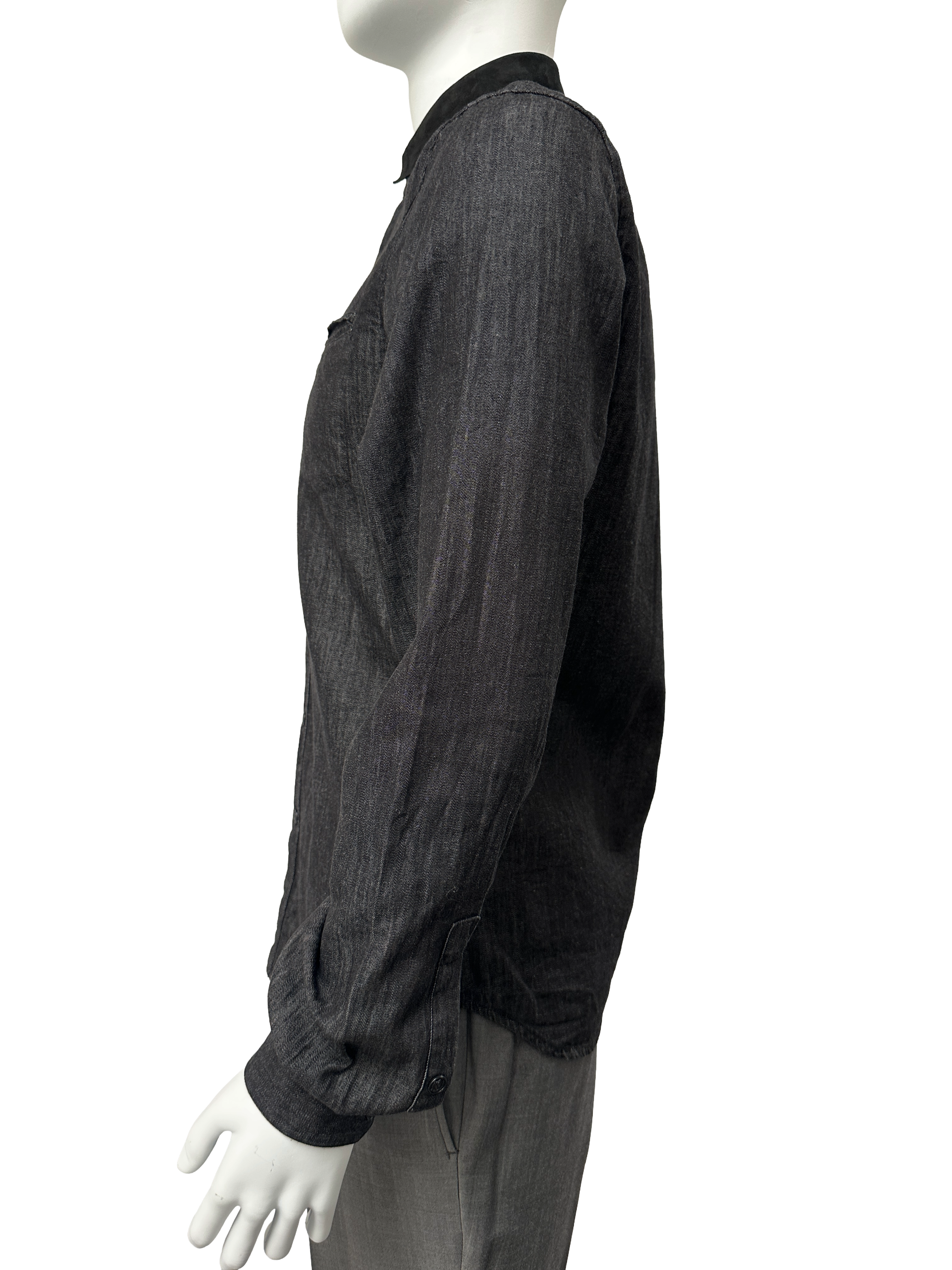 The Kooples black washed shirt with leather collar - size S