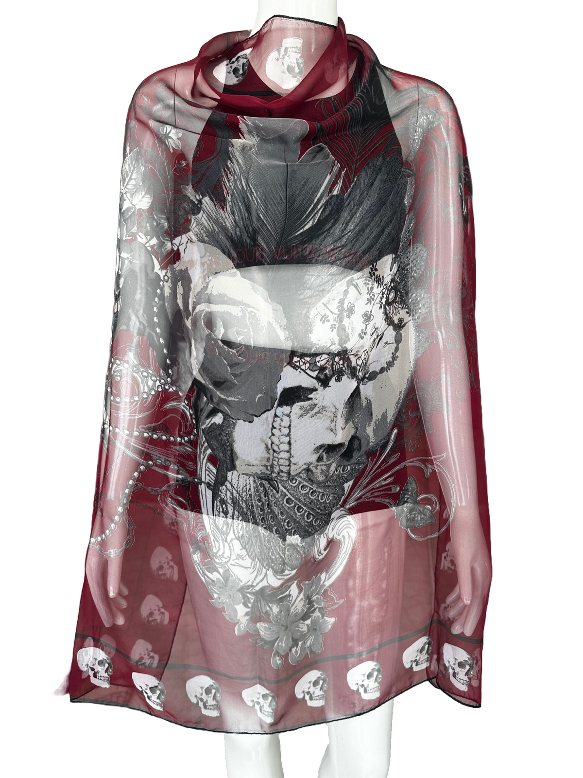 The Kooples burgundy skull scarf