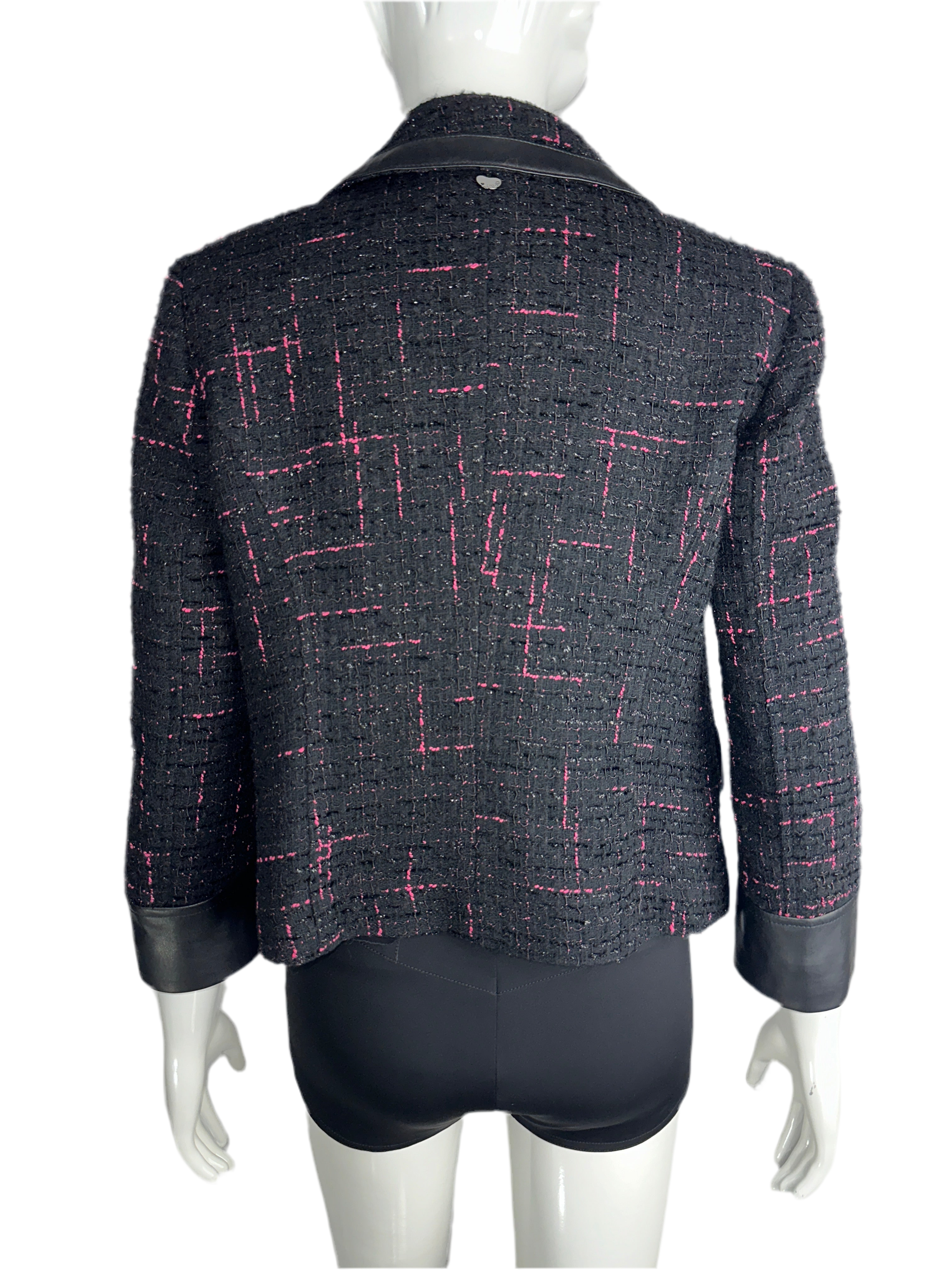 Liu.Jo tweed effect jacket with imitation leather detail - size 34