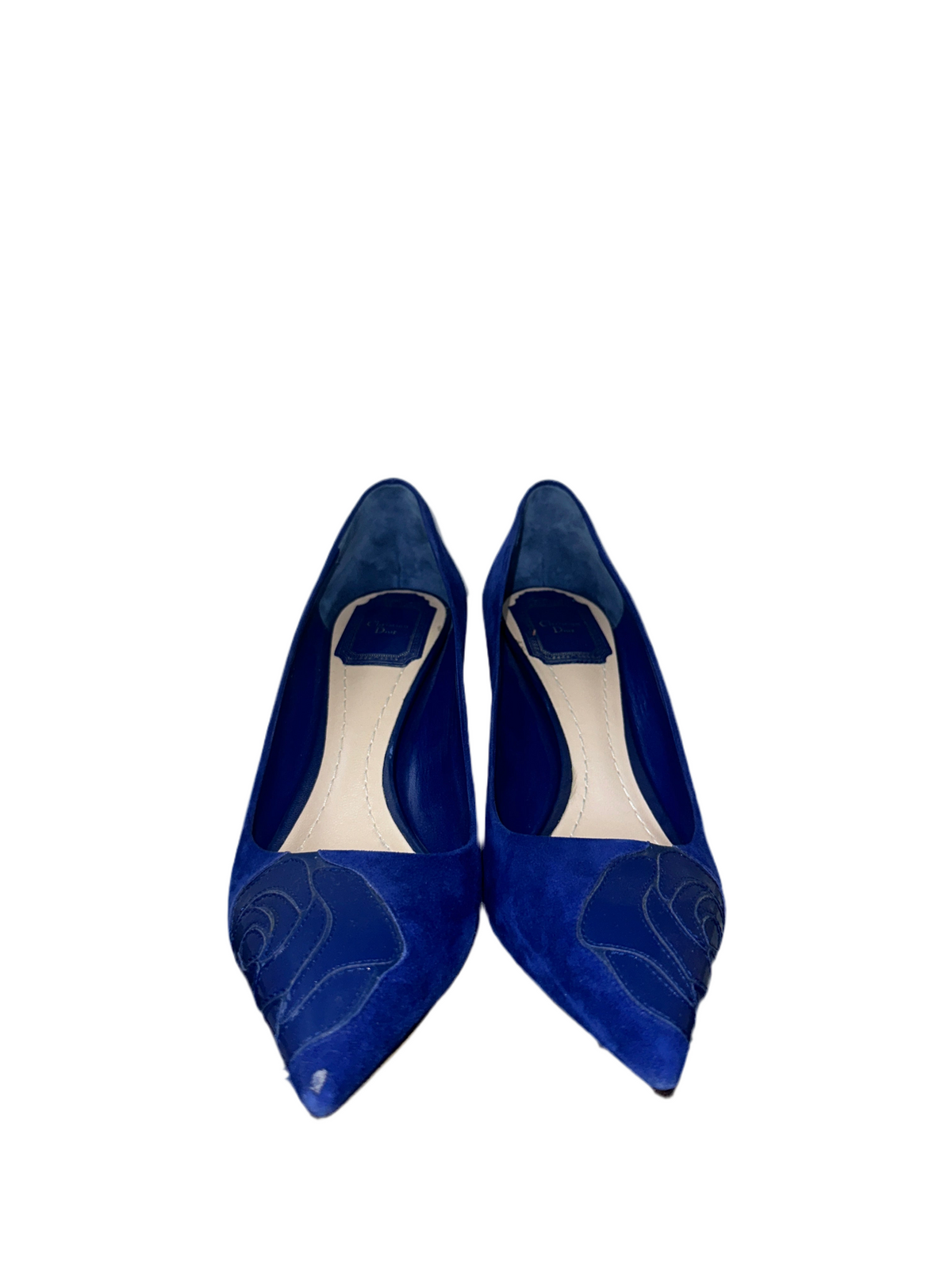 Dior cherie pointy pumps heel blue with "rose" pattern - size 36