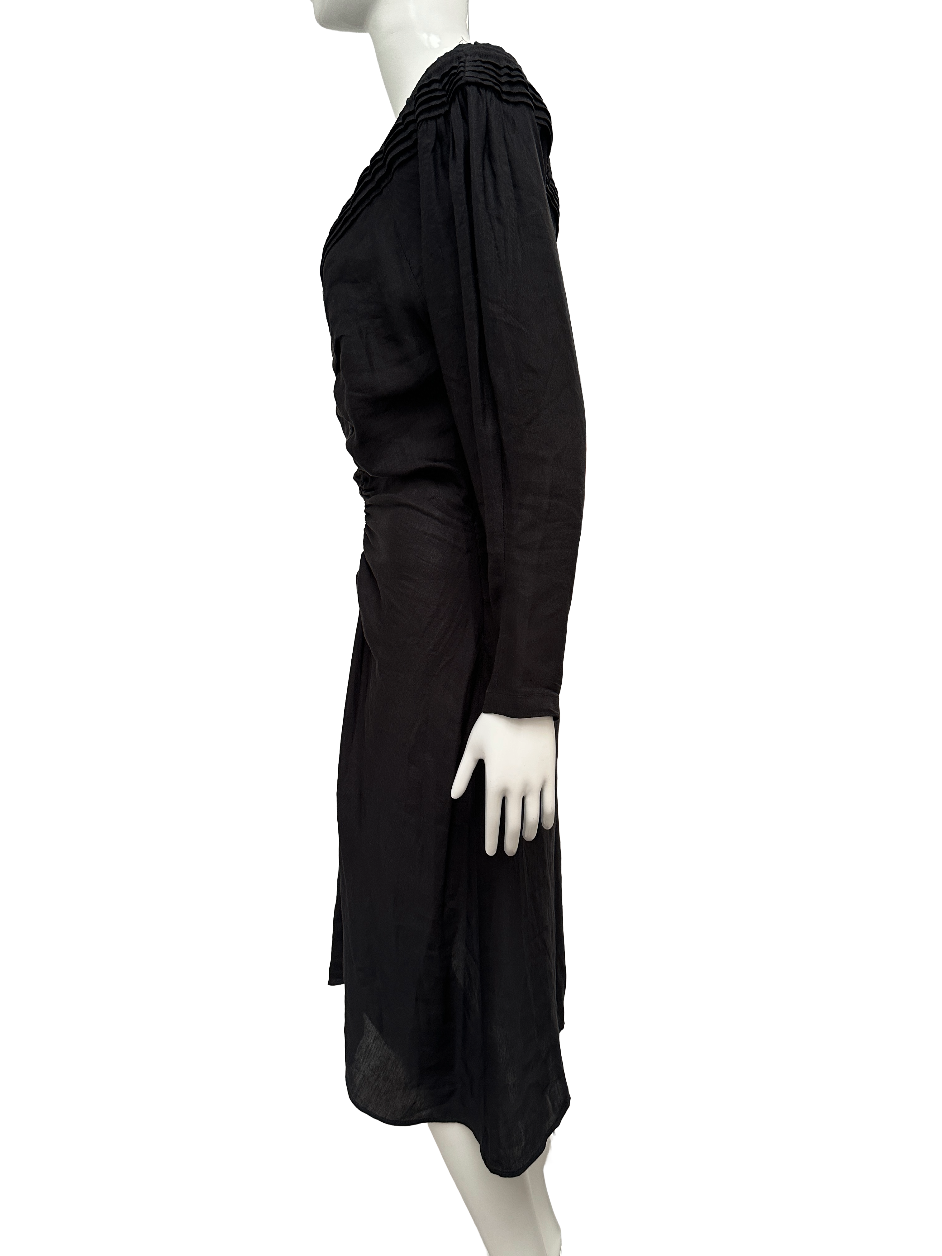 Iro black gathered midi dress - size 36