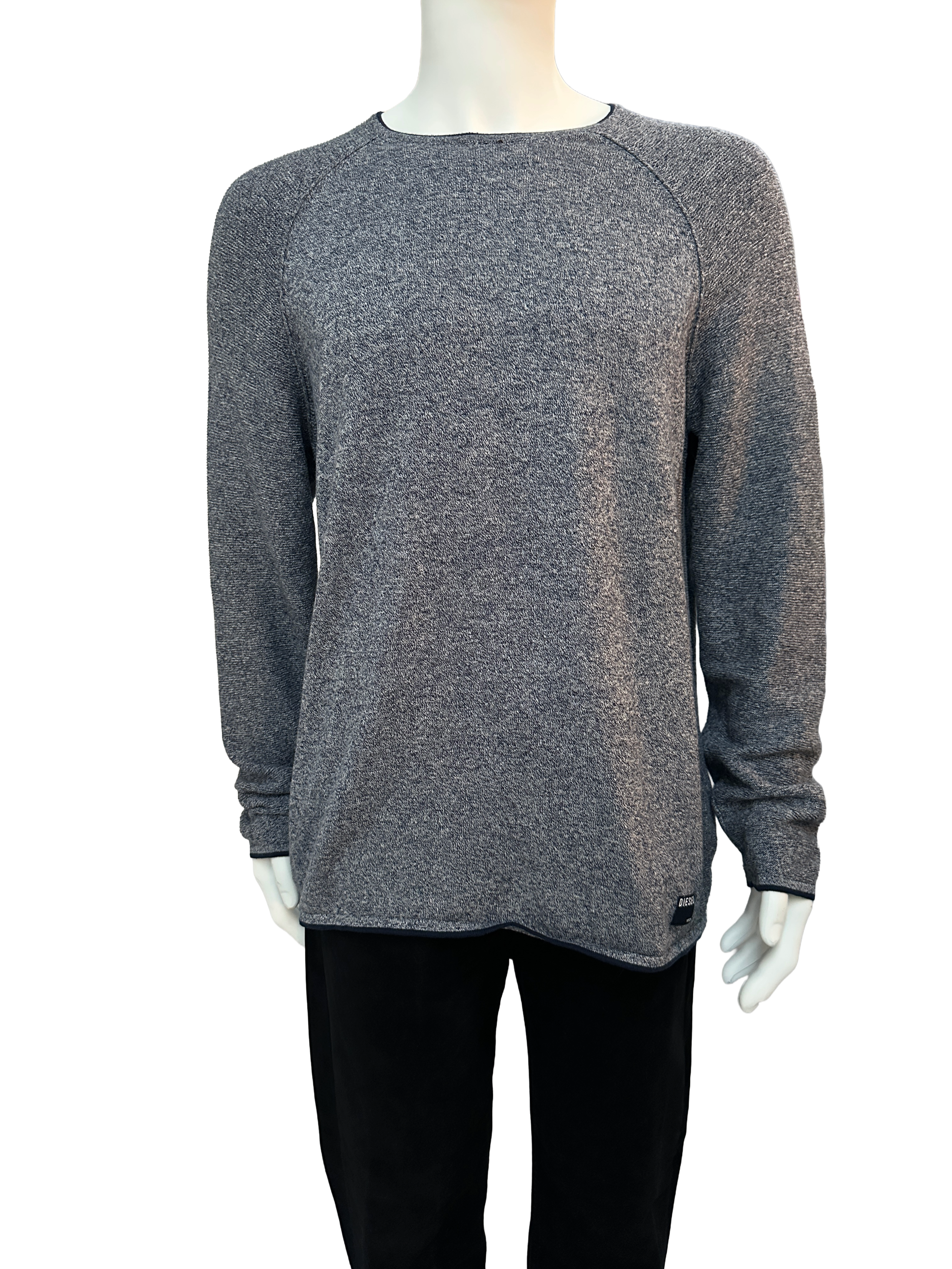 Diesel grey textured cotton knit sweater - size XL