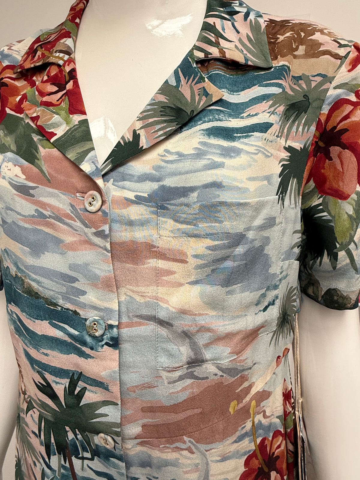 Valentino hawaiian silk shirt dress - size 44