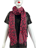 Louis Vuitton fuchsia/black leopard blurry print stole