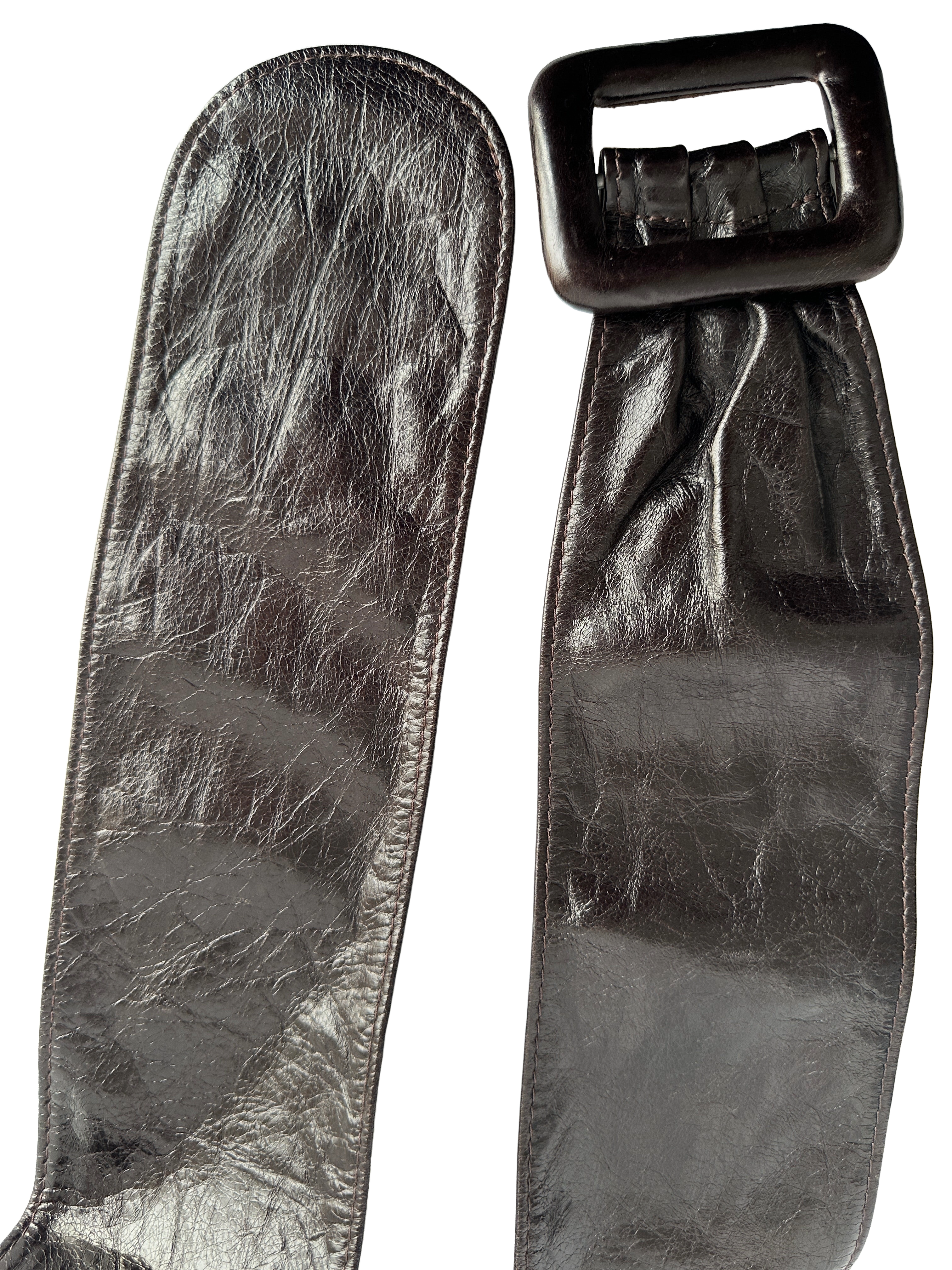 Brown wide leather waist belt