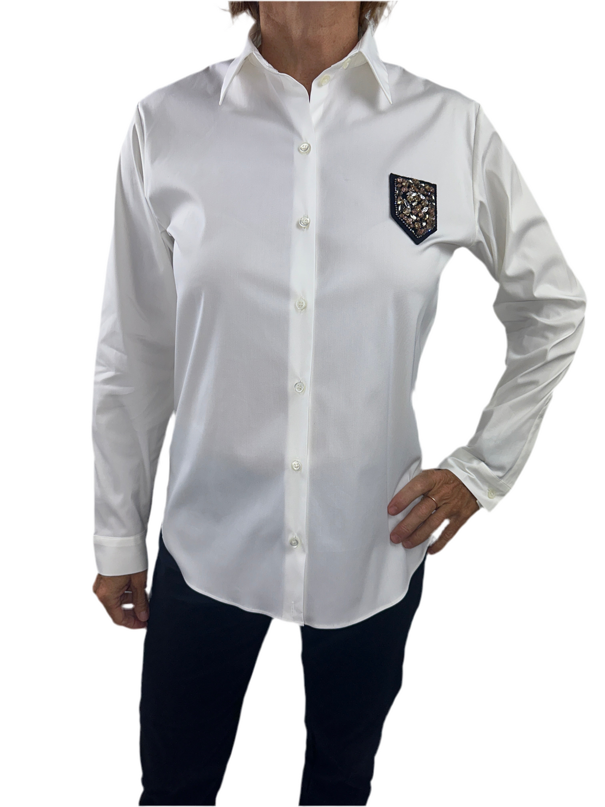 Dior white shirt with stone shields - size 36