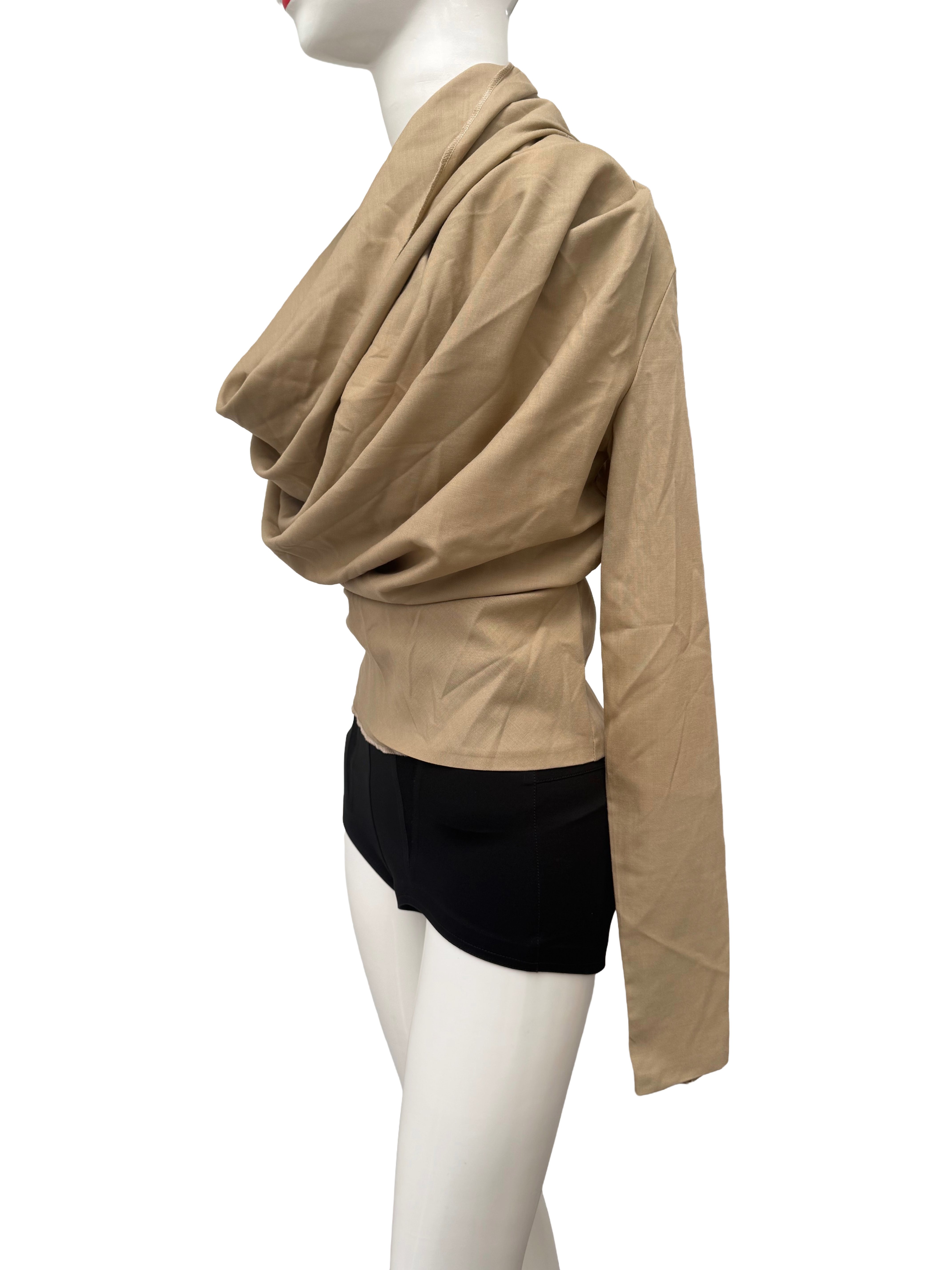 AWAKE Mode draped wool sculptural top - size 38