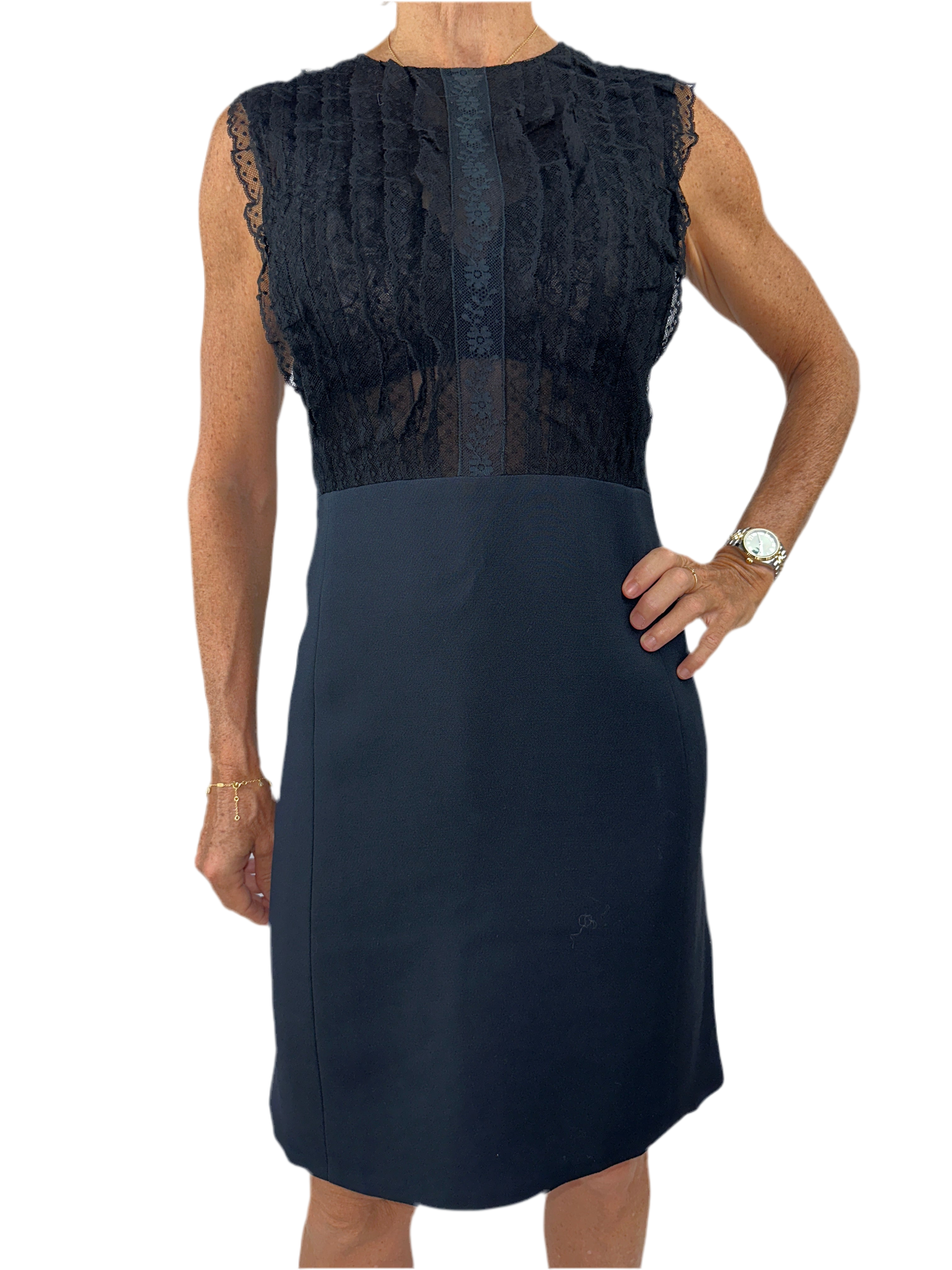 Dior black dress with transparent lace bib - size 36