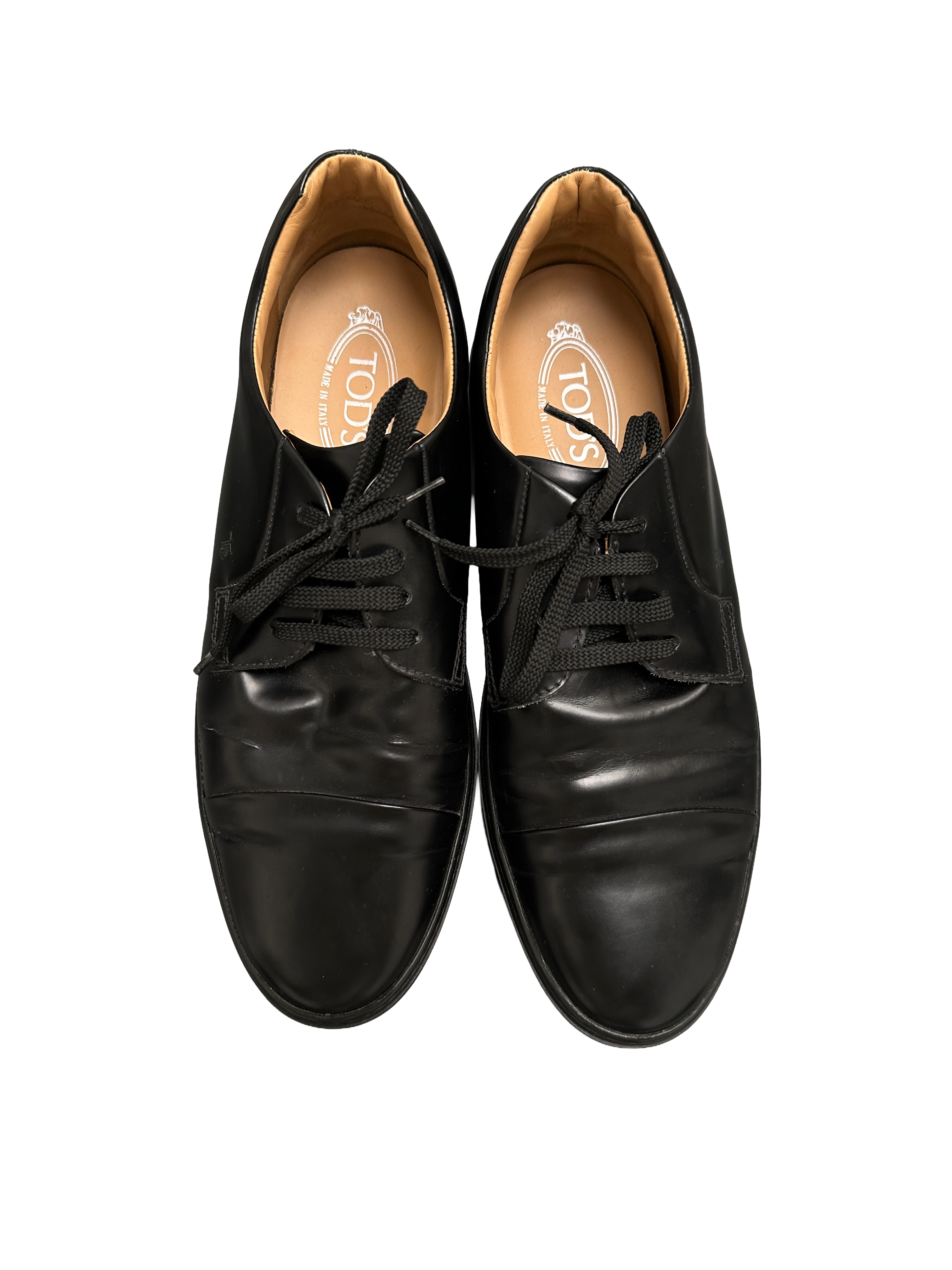 Tod's black leather lace-up shoes - size 41.5