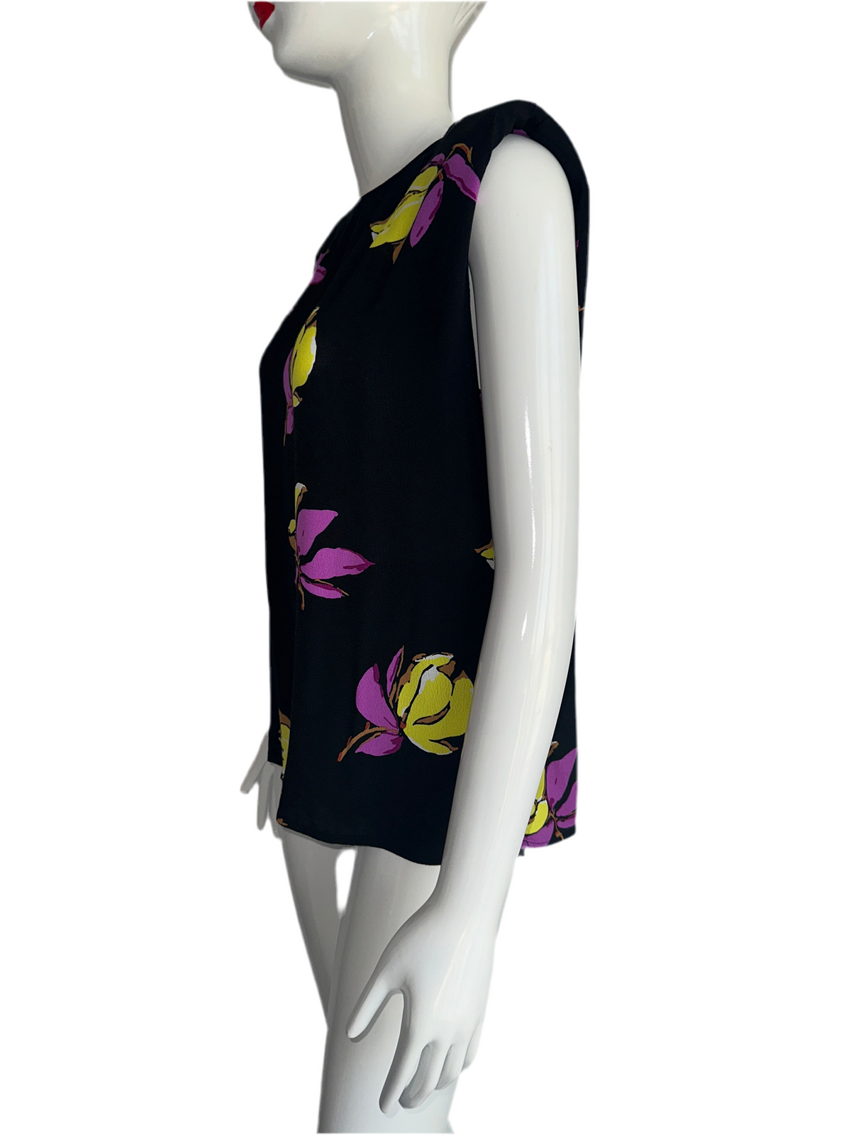 Essentiel Antwerp black top with flower motif epaulette - size 34