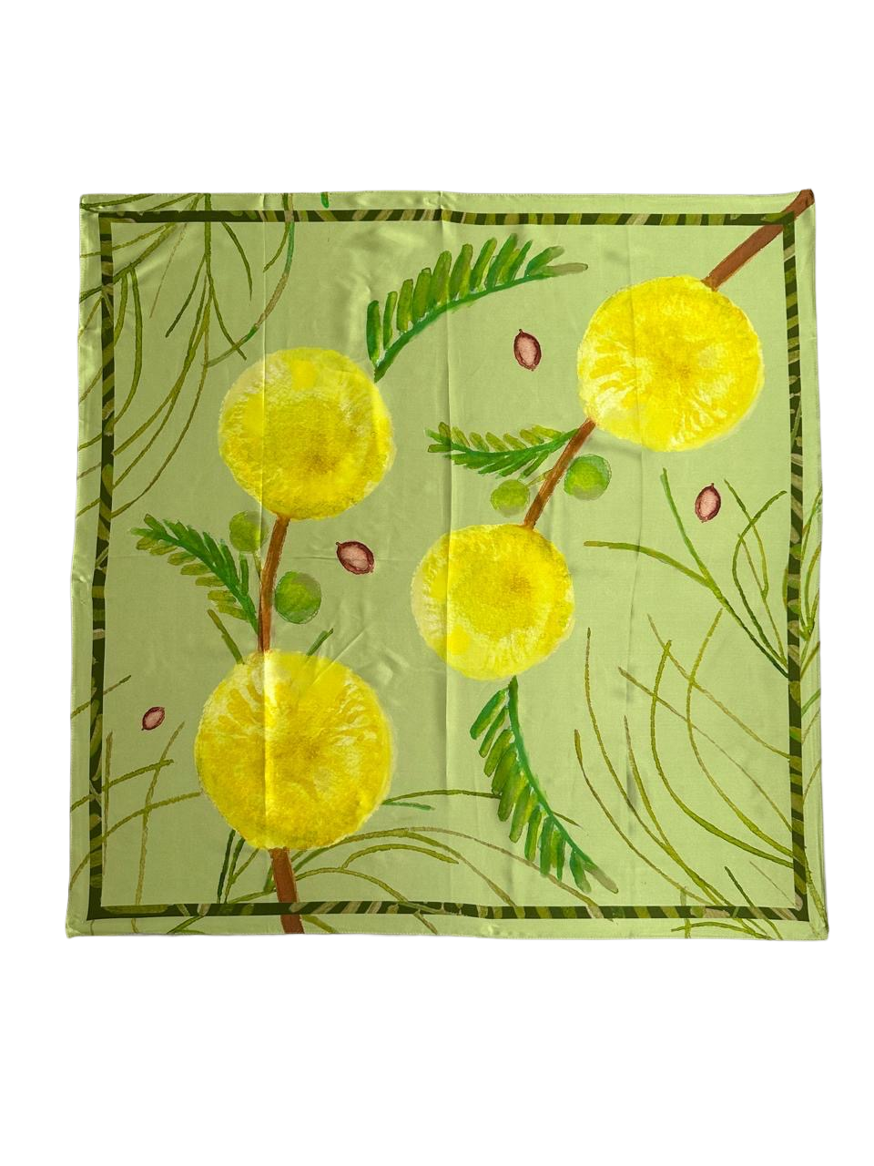 100% silk artistic botanical large scarf