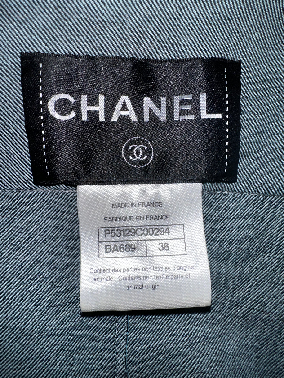 Chanel blue leather jacket - size 36