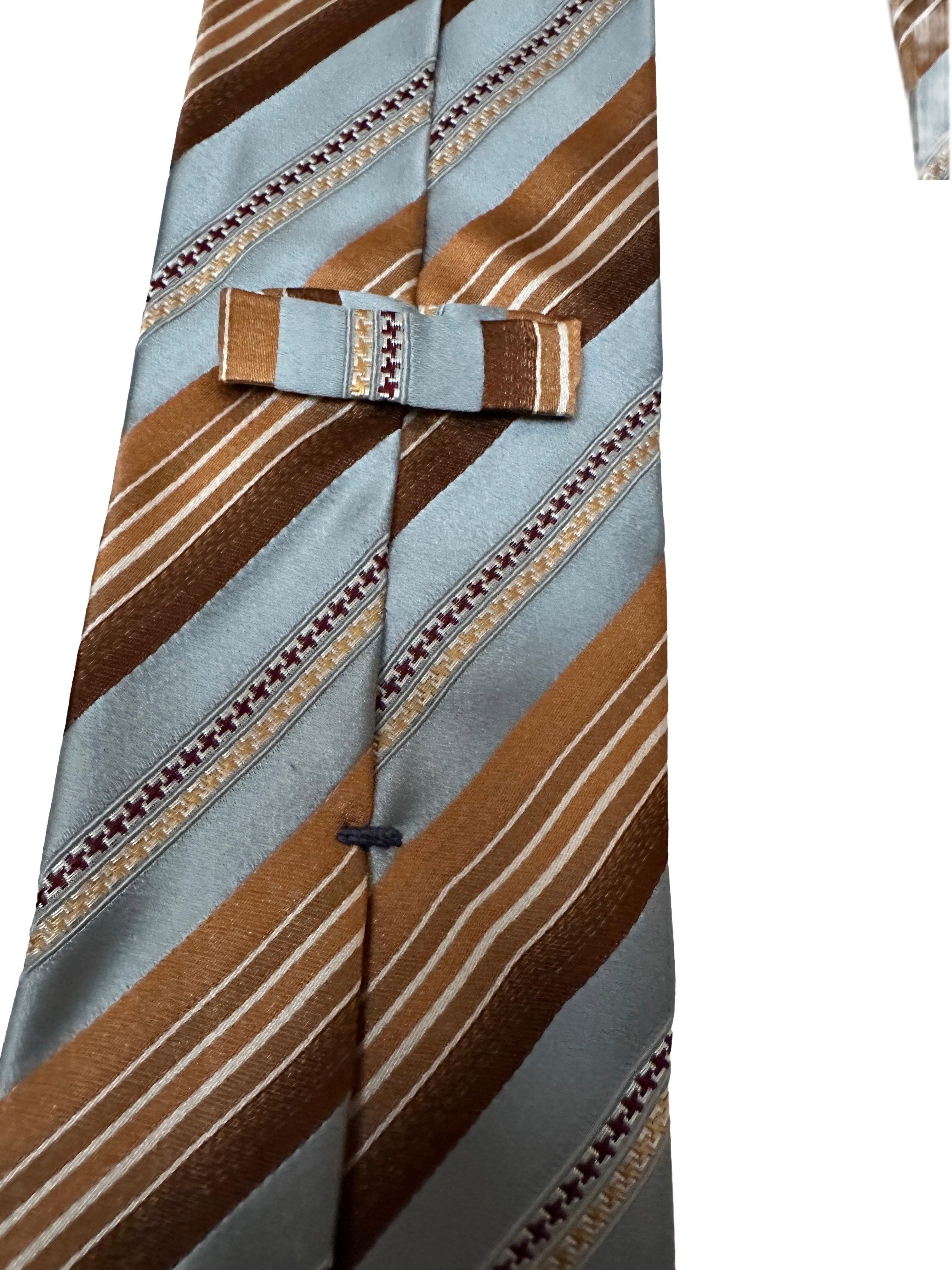 Ermenegildo Zegna silk tie (brown & light blue stripes)