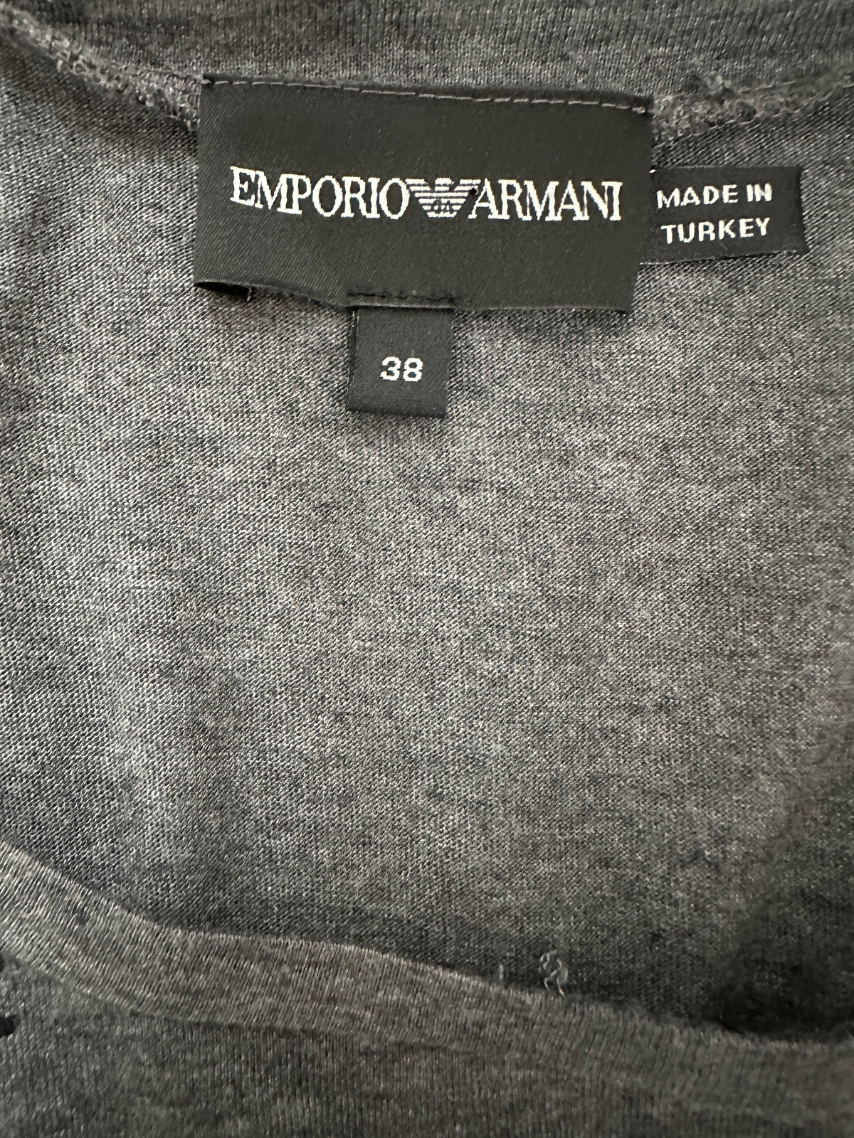 Emporio Armani grey tee shirt with blue butterfly - size 38