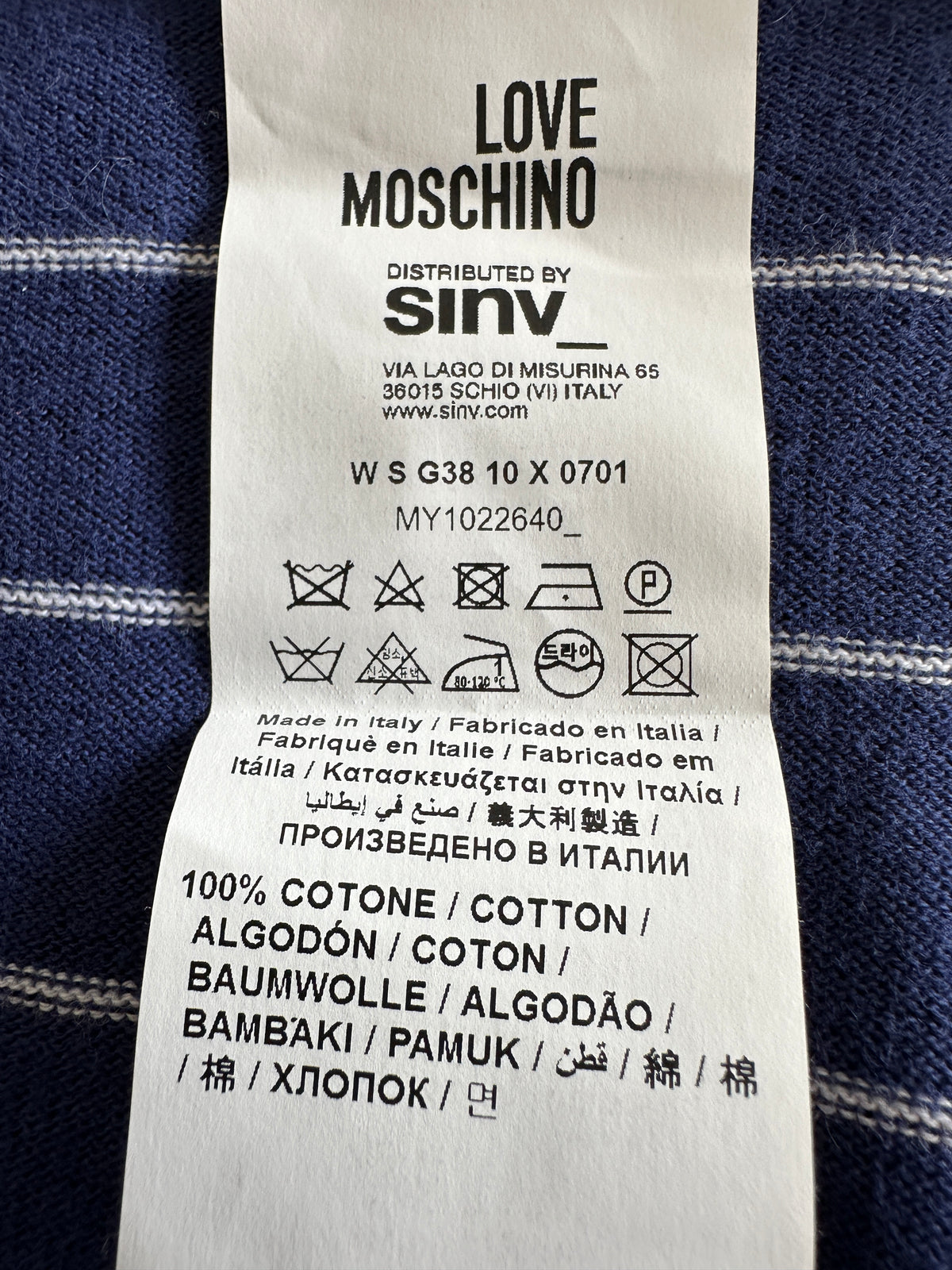 Love Moschino blue sweater with white stripes - size 36